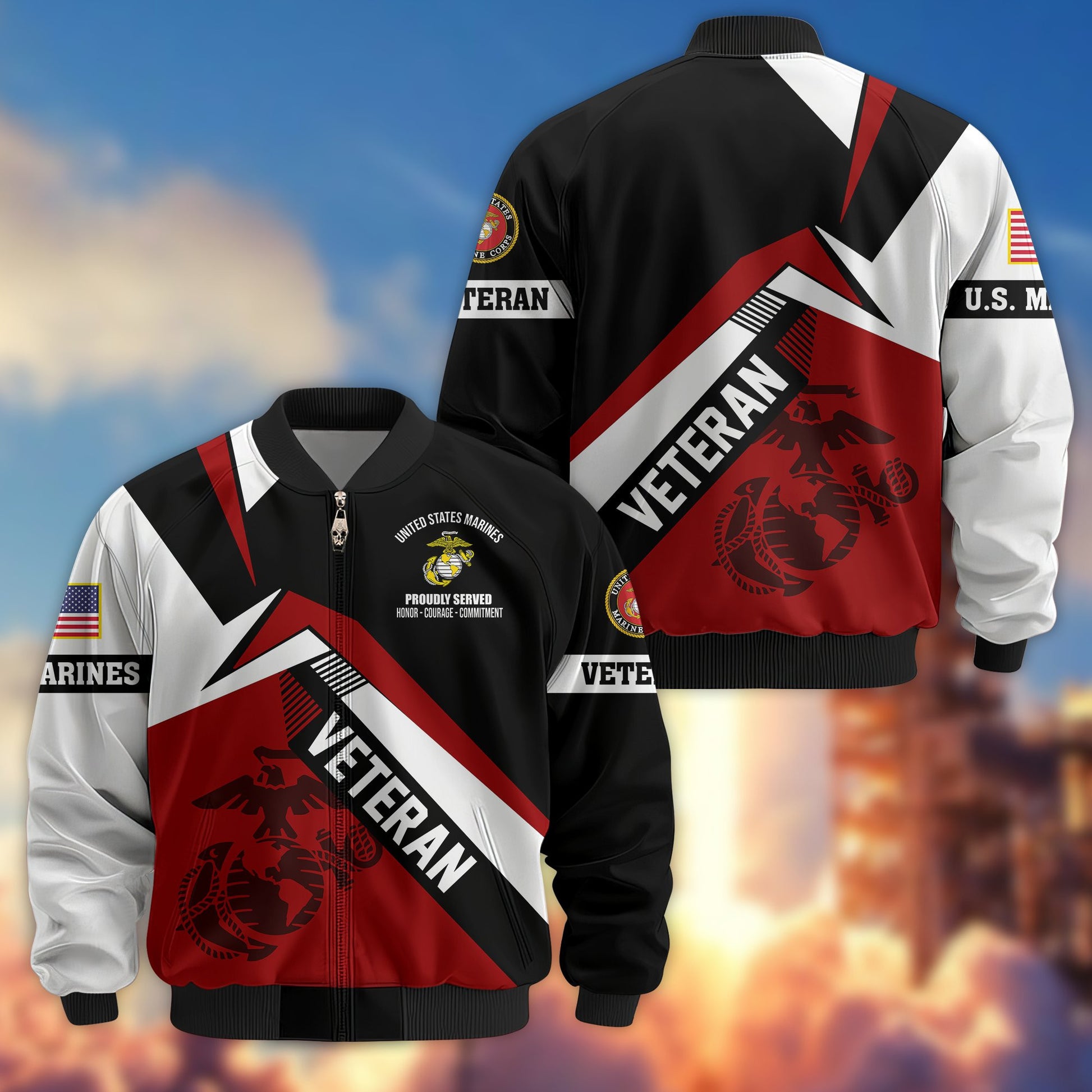 Premium US Veterans Bomber Jacket BPHN030912, Gifts For US Veterans, Gifts On Father's Day, Veterans Day.