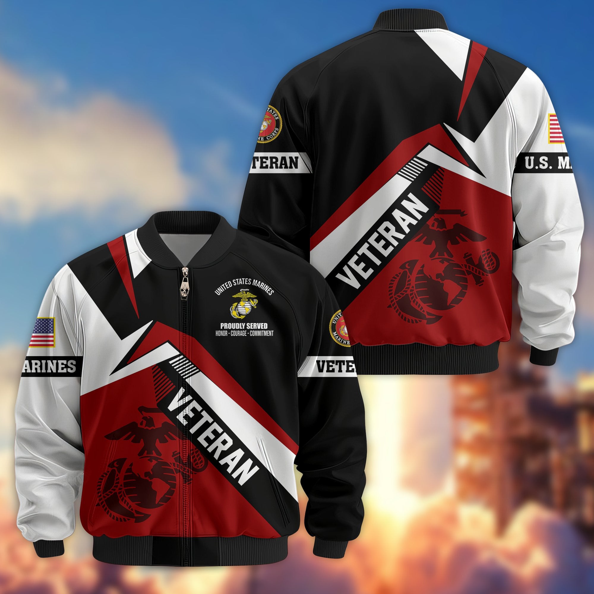 Premium US Veterans Bomber Jacket BPHN030912, Gifts For US Veterans, Gifts On Father's Day, Veterans Day.