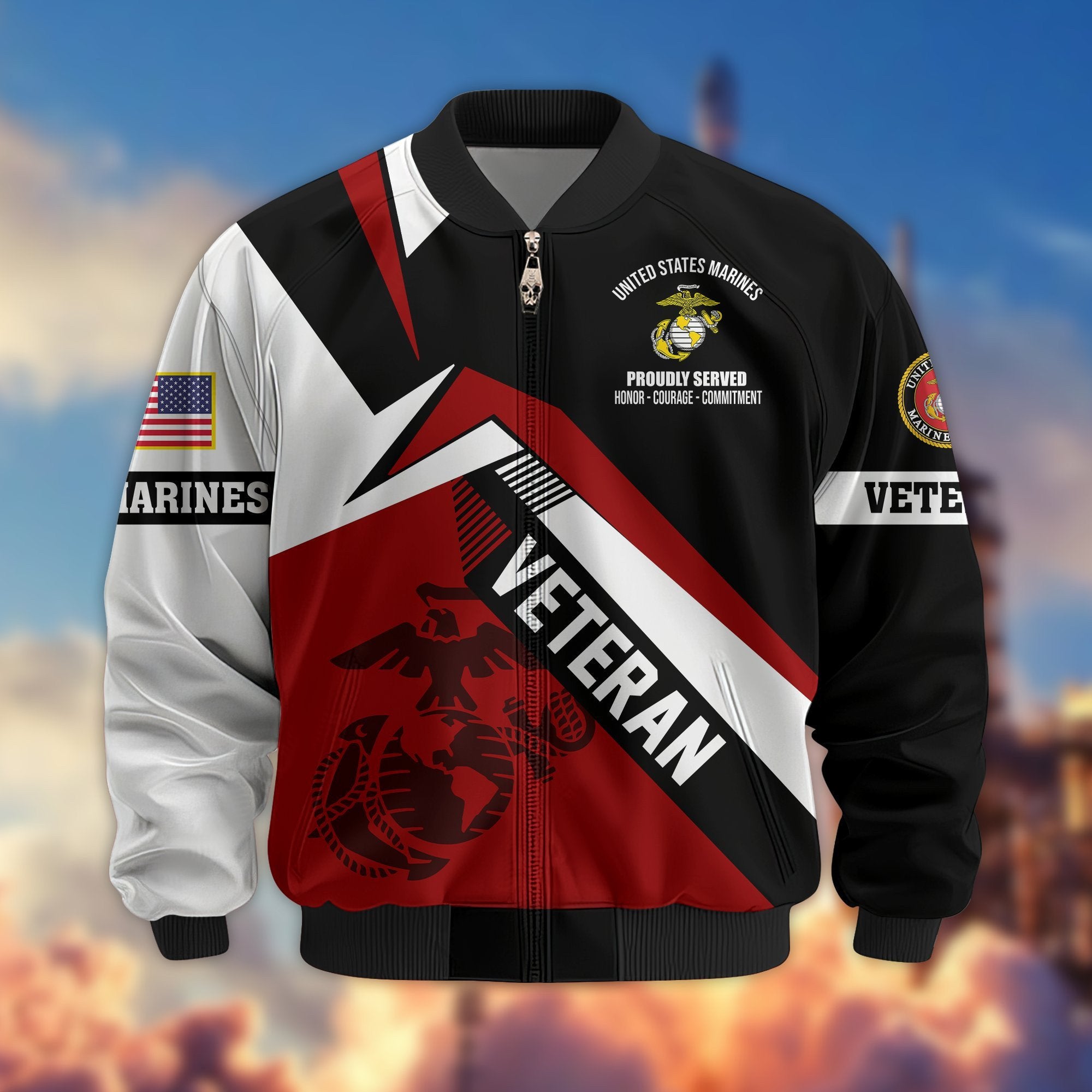 Premium US Veterans Bomber Jacket BPHN030912, Gifts For US Veterans, Gifts On Father's Day, Veterans Day.