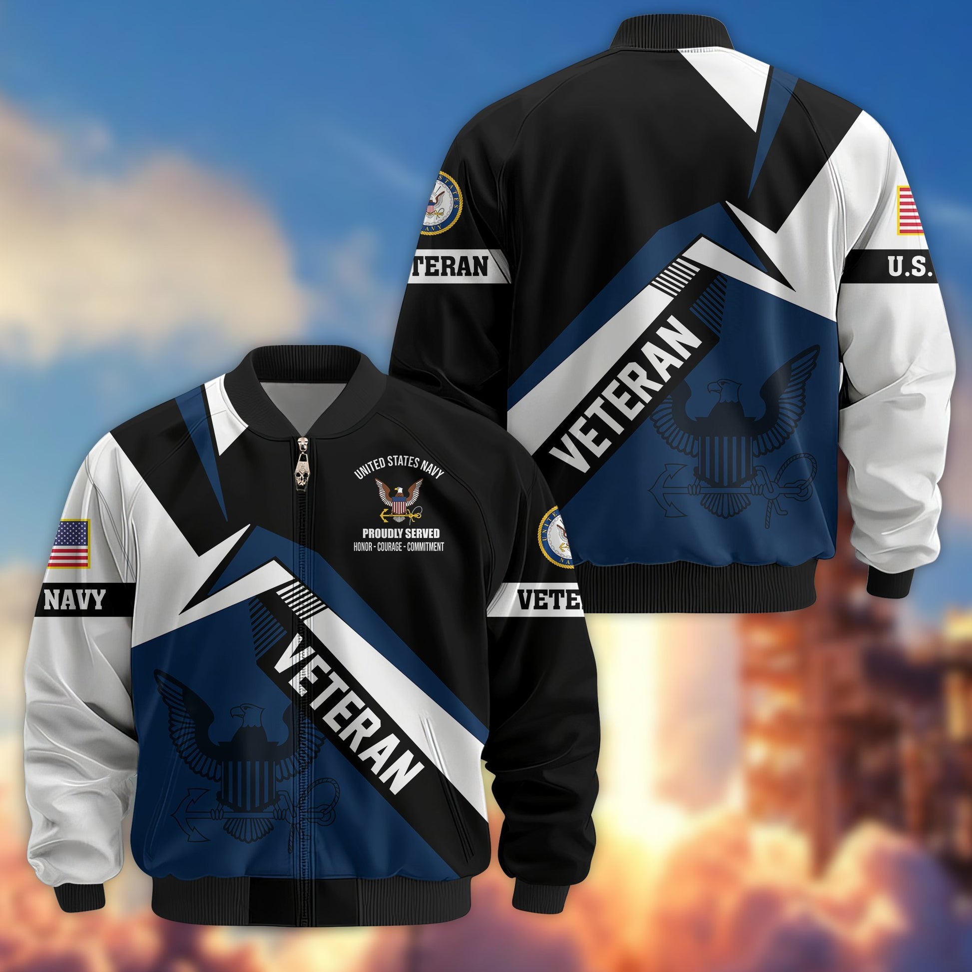 Premium US Veterans Bomber Jacket BPHN030912, Gifts For US Veterans, Gifts On Father's Day, Veterans Day.