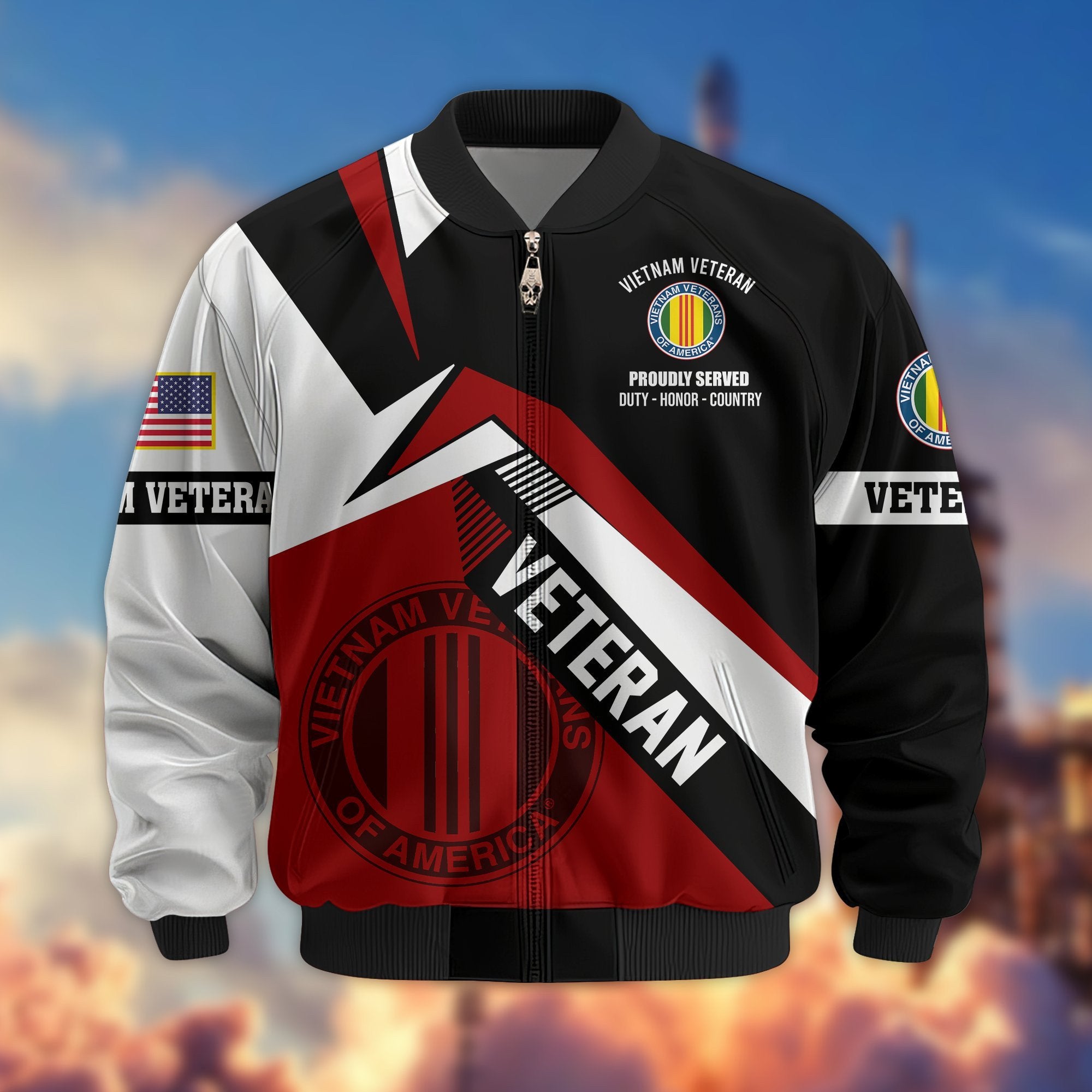 Premium US Veterans Bomber Jacket BPHN030912, Gifts For US Veterans, Gifts On Father's Day, Veterans Day.