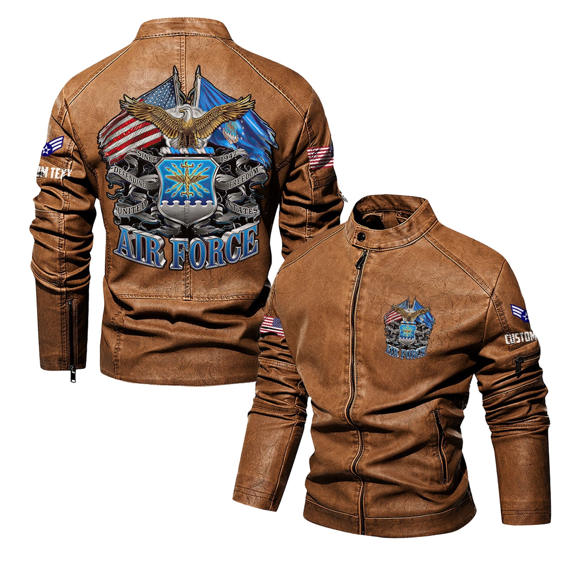 Premium Personalized USAF Veteran Leather Jacket VPVC702282, Gifts For Air Force Veteran, Gifts On Father's Day, Veterans Day.