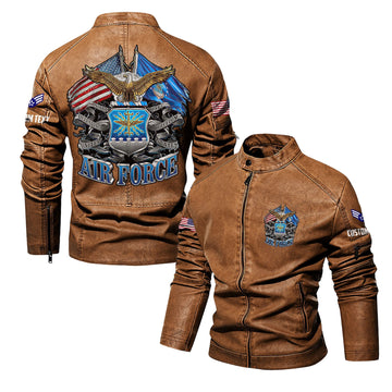 Premium Personalized USAF Veteran Leather Jacket VPVC702282, Gifts For Air Force Veteran, Gifts On Father's Day, Veterans Day.