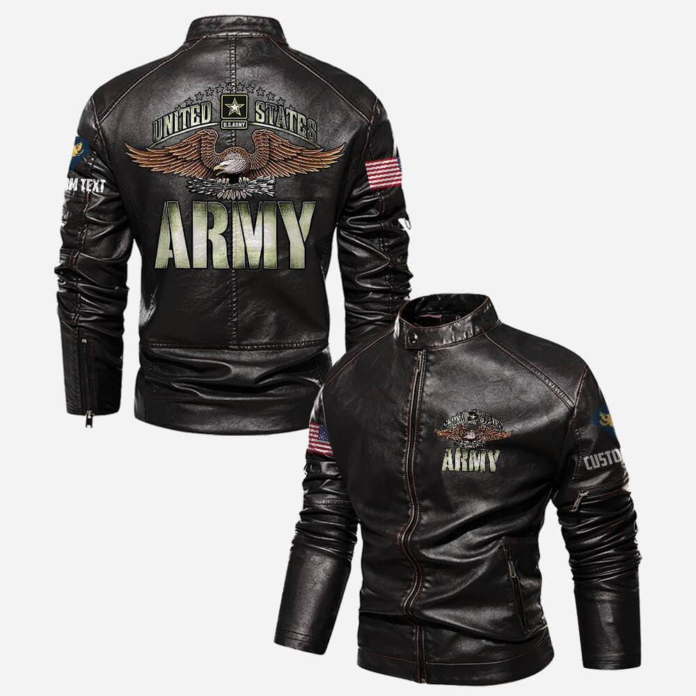 Premium Personalized US Army Veteran Leather Jacket VPVC702284, Gifts For Army Veteran, Gifts On Father's Day, Veterans Day.