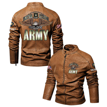 Premium Personalized US Army Veteran Leather Jacket VPVC702285, Gifts For Army Veteran, Gifts On Father's Day, Veterans Day.