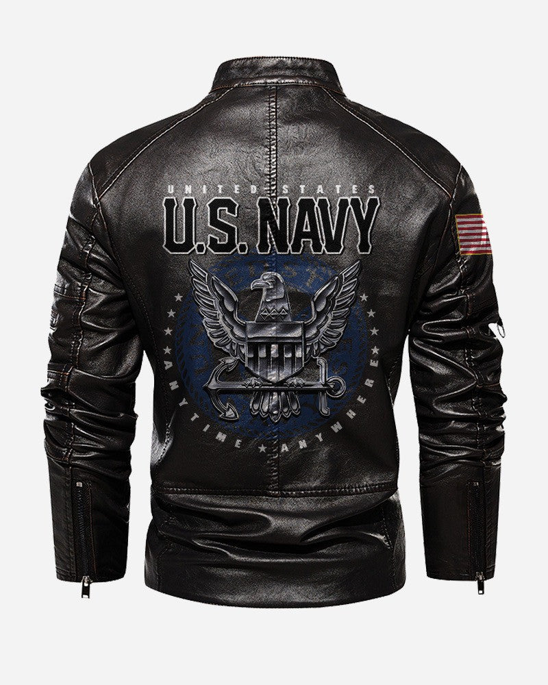 Premium Personalized US Navy Veteran Leather Jacket VPVC702287, Gifts For Navy Veteran, Gifts On Father's Day, Veterans Day.