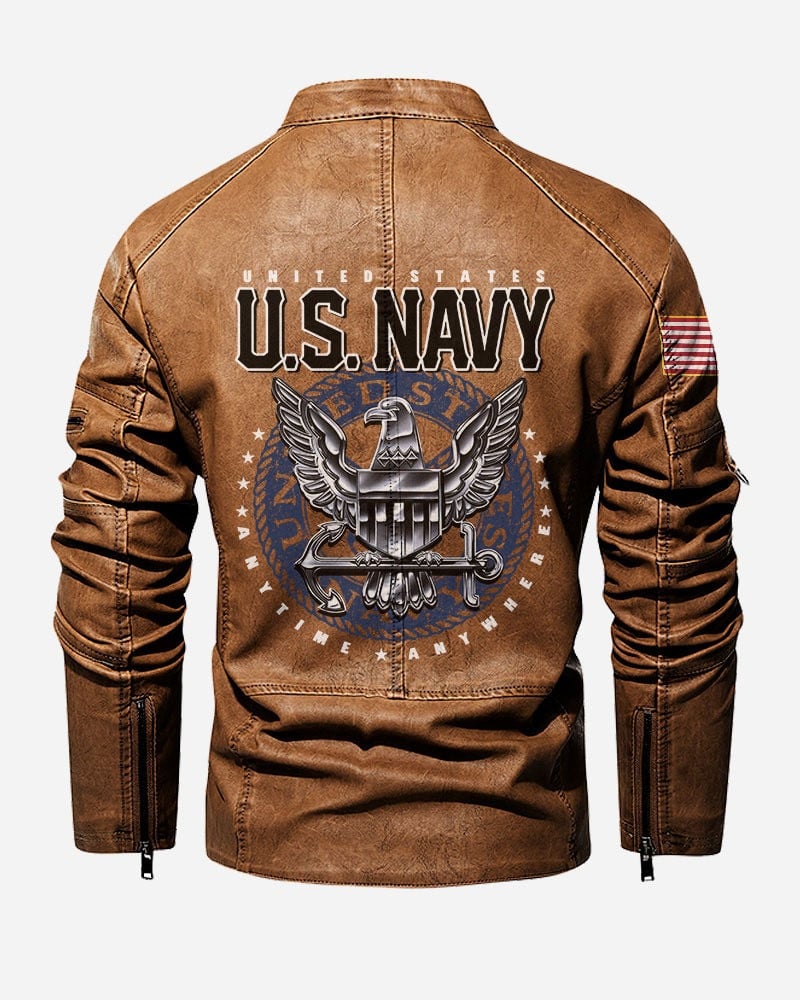 Premium Personalized US Navy Veteran Leather Jacket VPVC702288, Gifts For Navy Veteran, Gifts On Father's Day, Veterans Day.