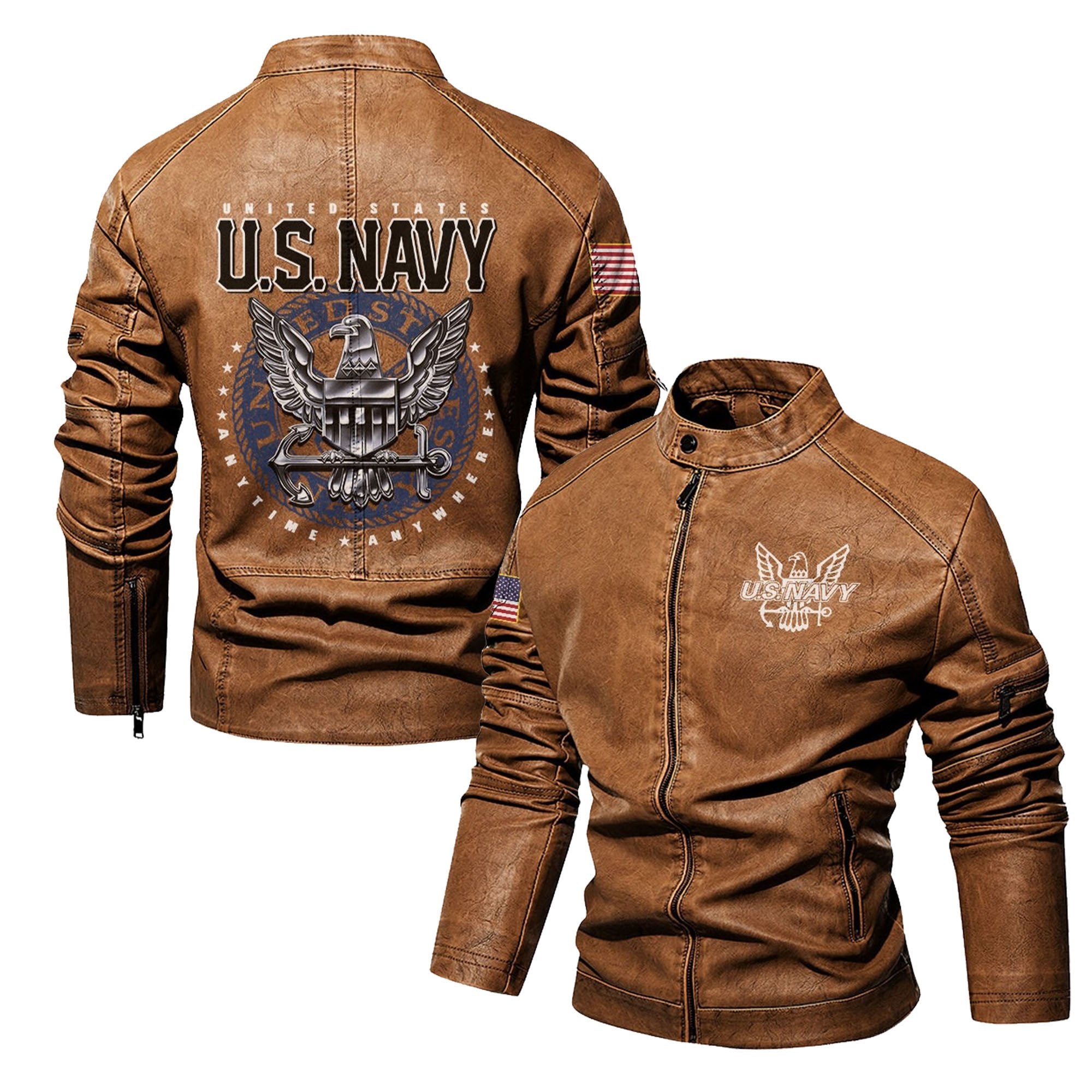 Premium Personalized US Navy Veteran Leather Jacket VPVC702288, Gifts For Navy Veteran, Gifts On Father's Day, Veterans Day.
