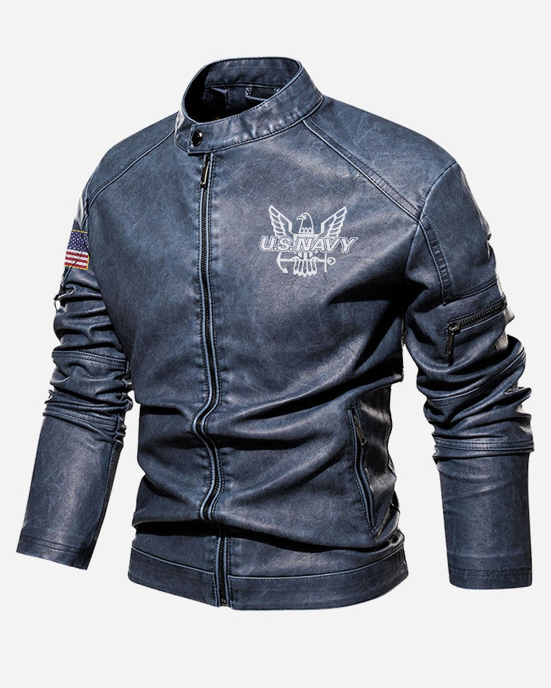 Premium Personalized US Navy Veteran Leather Jacket VPVC702289, Gifts For Navy Veteran, Gifts On Father's Day, Veterans Day.