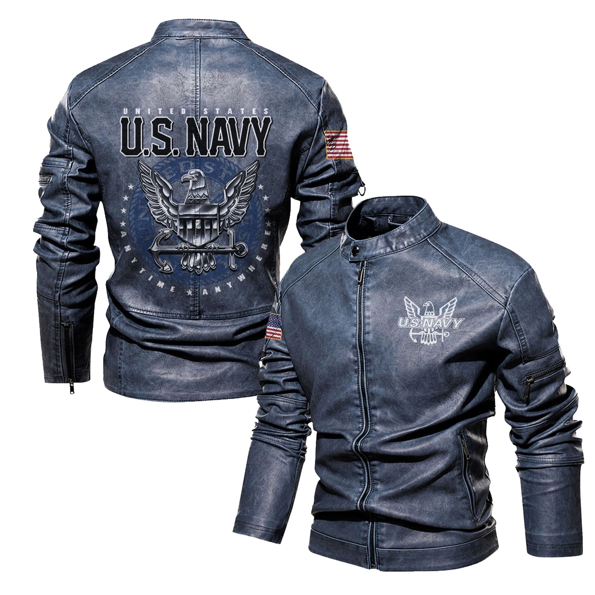 Premium Personalized US Navy Veteran Leather Jacket VPVC702289, Gifts For Navy Veteran, Gifts On Father's Day, Veterans Day.