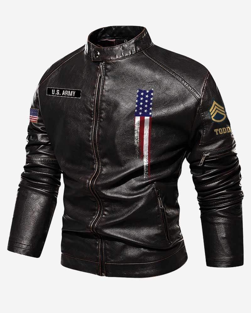 Premium Personalized US Army Veteran Leather Jacket VPVC702290, Gifts For Army Veteran, Gifts On Father's Day, Veterans Day.