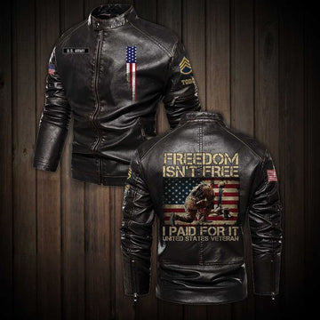 Premium Personalized US Army Veteran Leather Jacket VPVC702290, Gifts For Army Veteran, Gifts On Father's Day, Veterans Day.