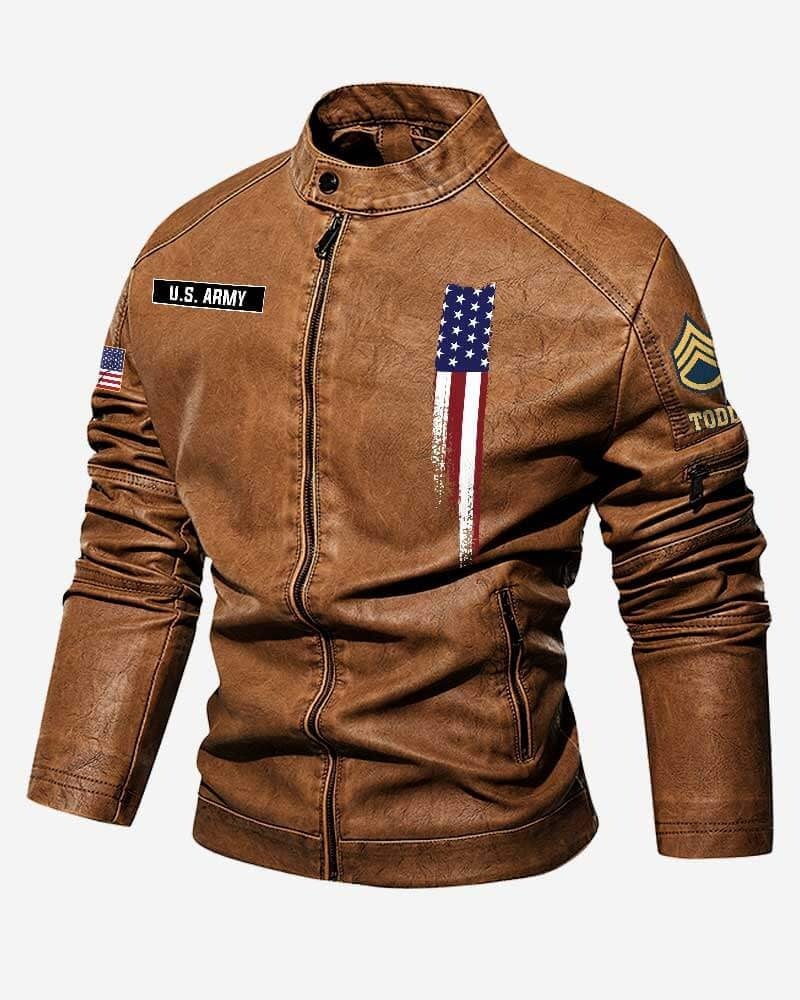 Premium Personalized US Army Veteran Leather Jacket VPVC702291, Gifts For Army Veteran, Gifts On Father's Day, Veterans Day.