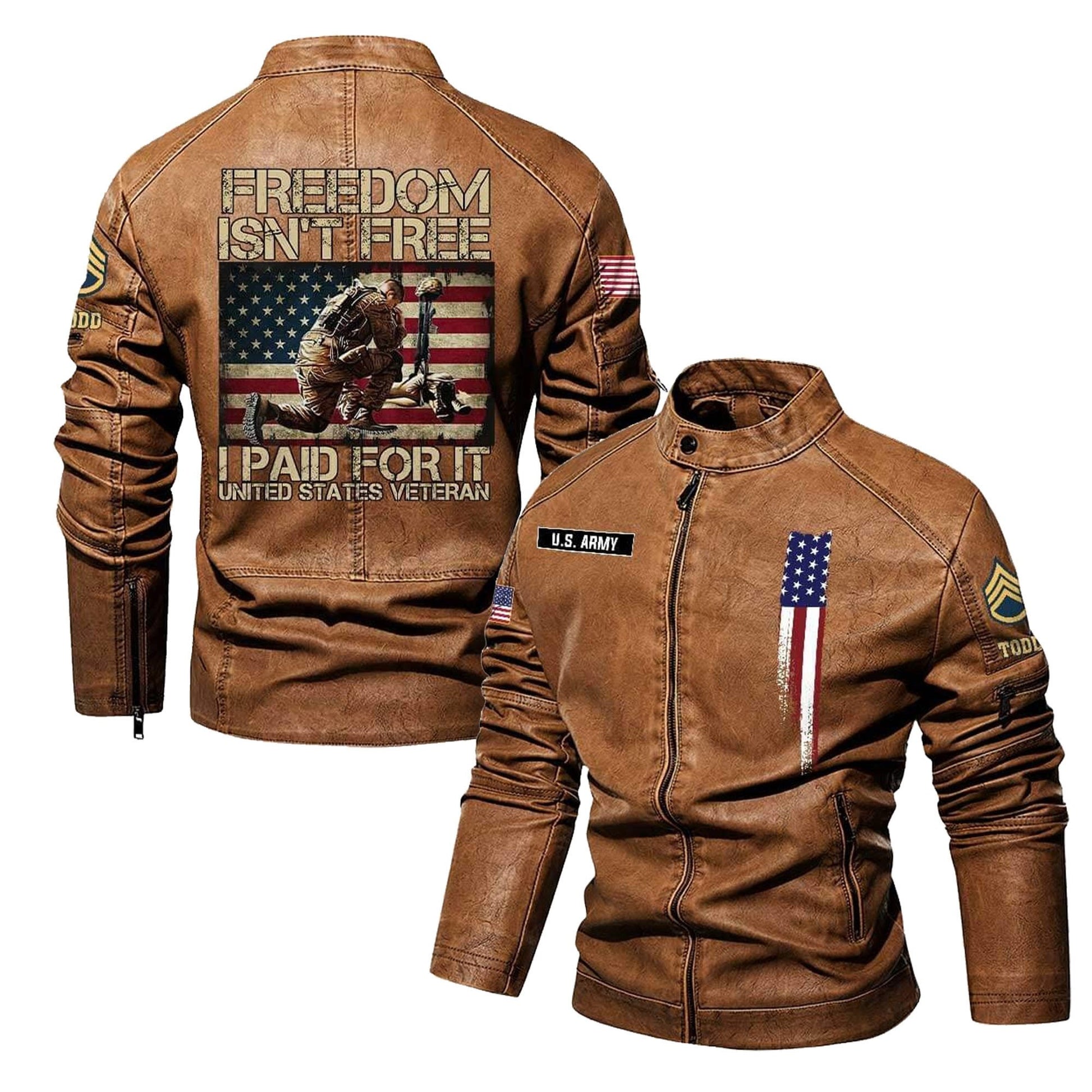 Premium Personalized US Army Veteran Leather Jacket VPVC702291, Gifts For Army Veteran, Gifts On Father's Day, Veterans Day.