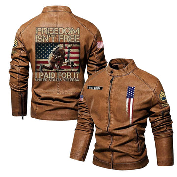 Premium Personalized US Army Veteran Leather Jacket VPVC702291, Gifts For Army Veteran, Gifts On Father's Day, Veterans Day.