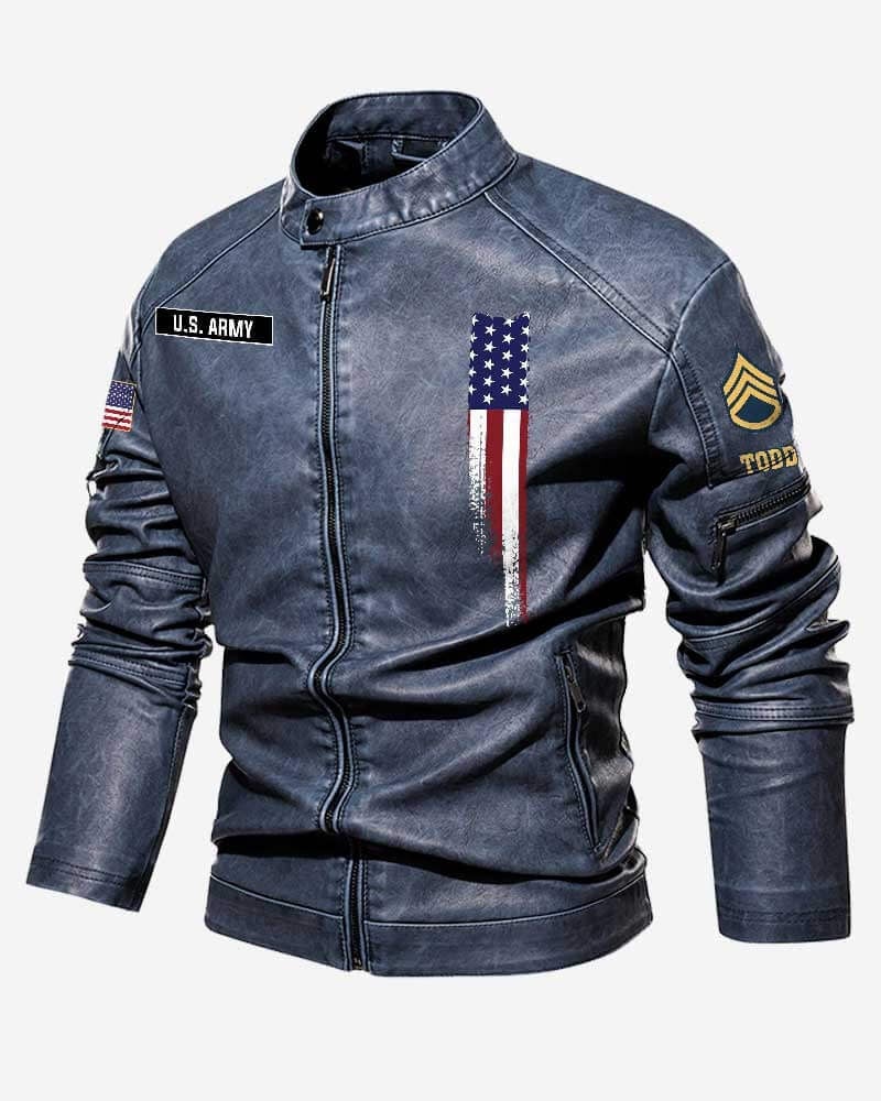 Premium Personalized US Army Veteran Leather Jacket VPVC702292, Gifts For Army Veteran, Gifts On Father's Day, Veterans Day.