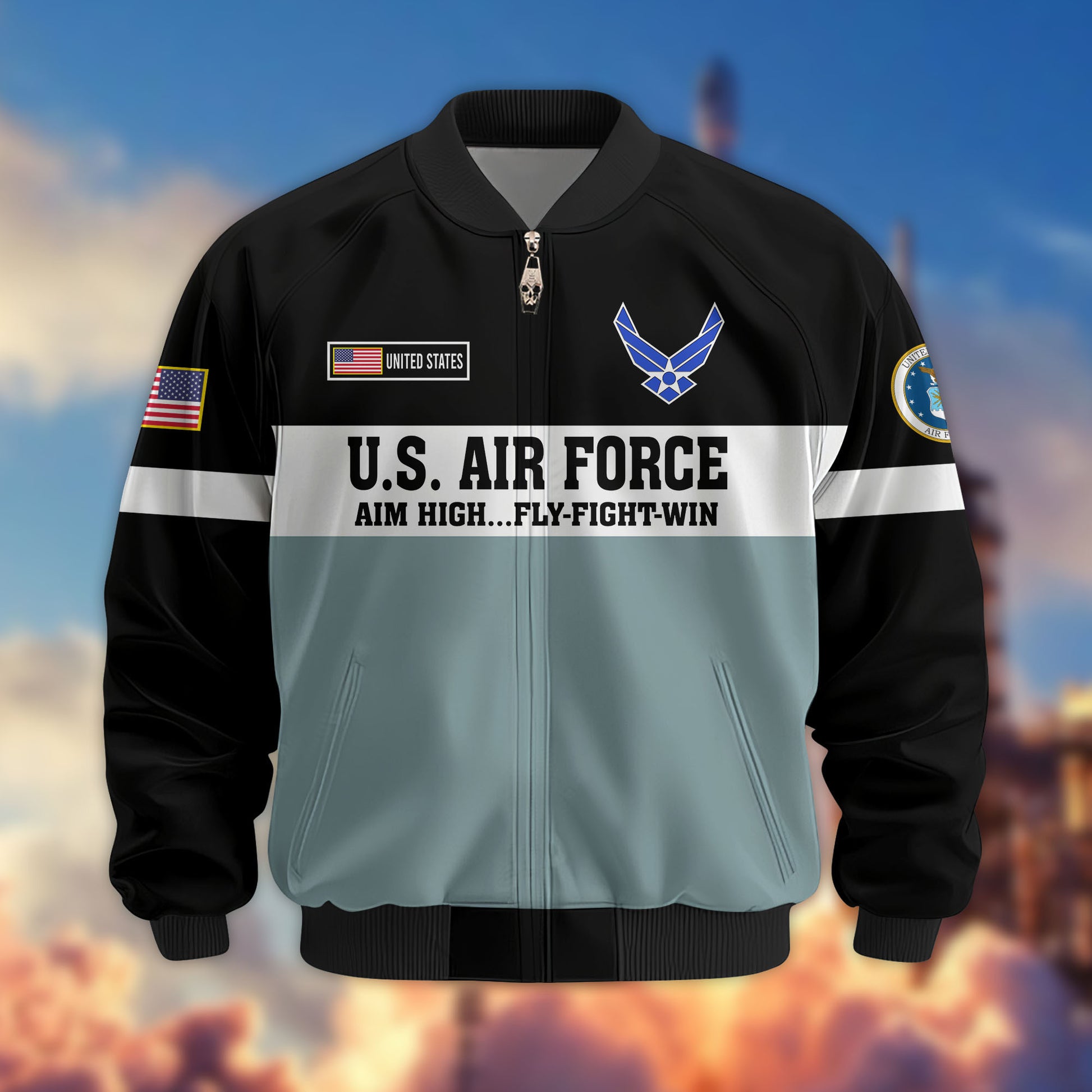 Premium US Veterans Bomber Jacket CPVC180901, Gifts For US Veterans, Gifts On Father's Day, Veterans Day.