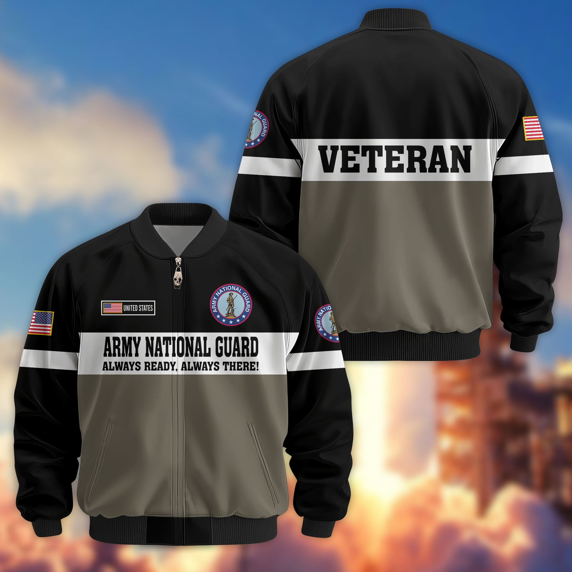 Premium US Veterans Bomber Jacket CPVC180901, Gifts For US Veterans, Gifts On Father's Day, Veterans Day.