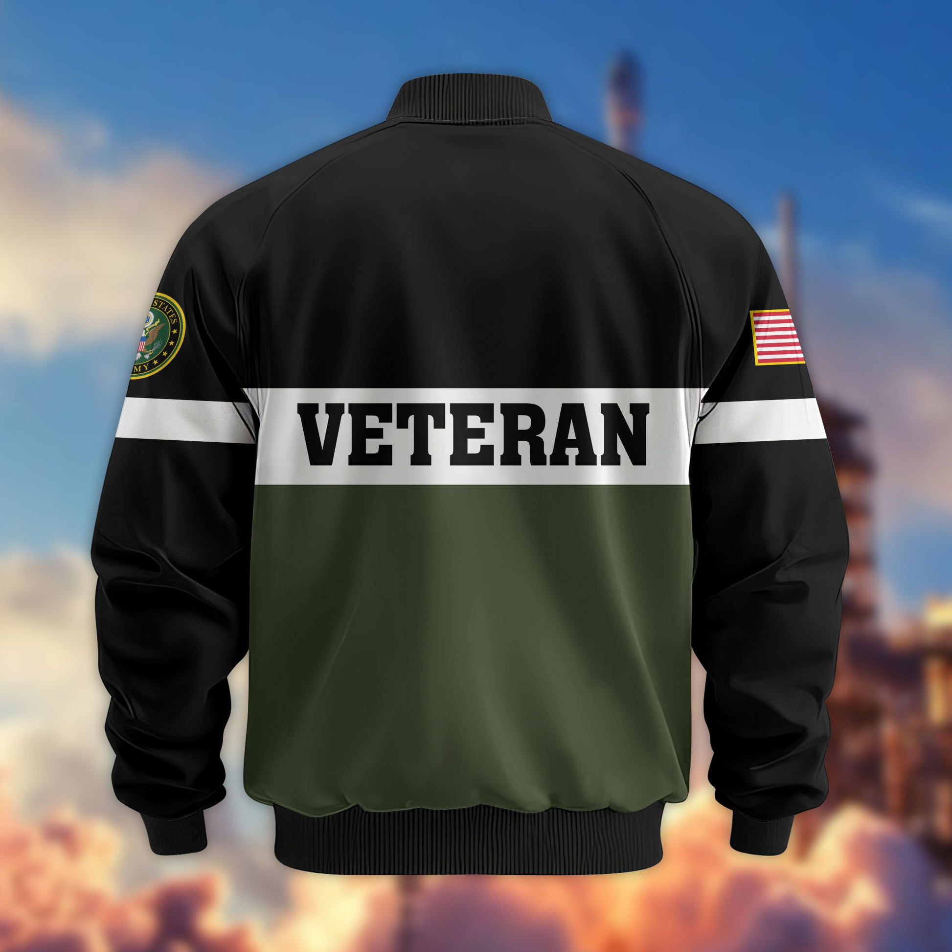 Premium US Veterans Bomber Jacket CPVC180901, Gifts For US Veterans, Gifts On Father's Day, Veterans Day.