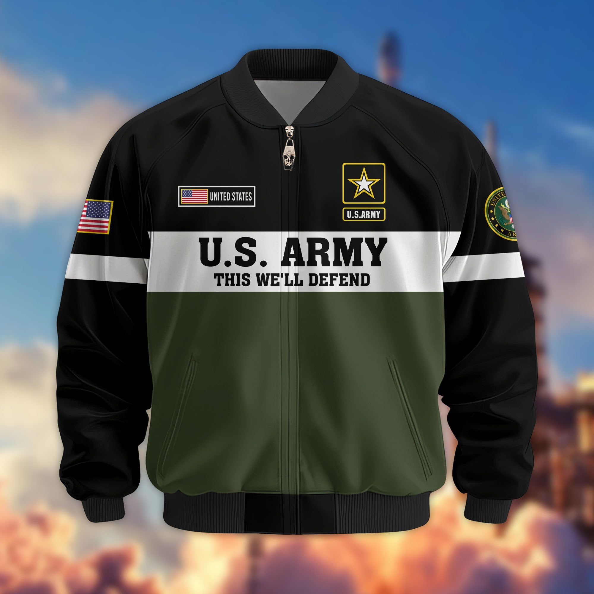 Premium US Veterans Bomber Jacket CPVC180901, Gifts For US Veterans, Gifts On Father's Day, Veterans Day.