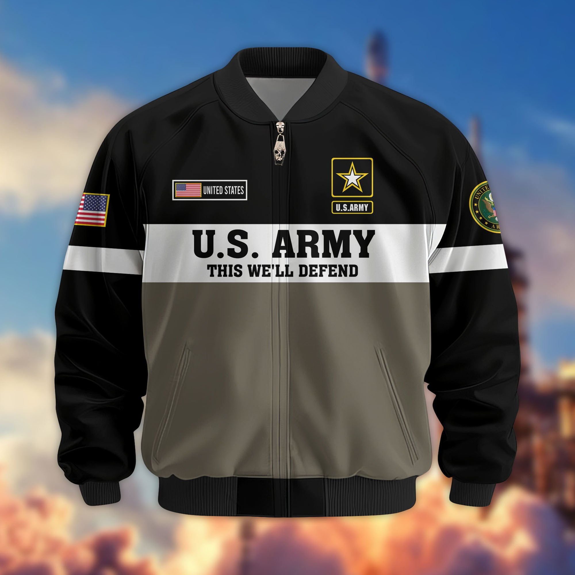 Premium US Veterans Bomber Jacket CPVC180901, Gifts For US Veterans, Gifts On Father's Day, Veterans Day.