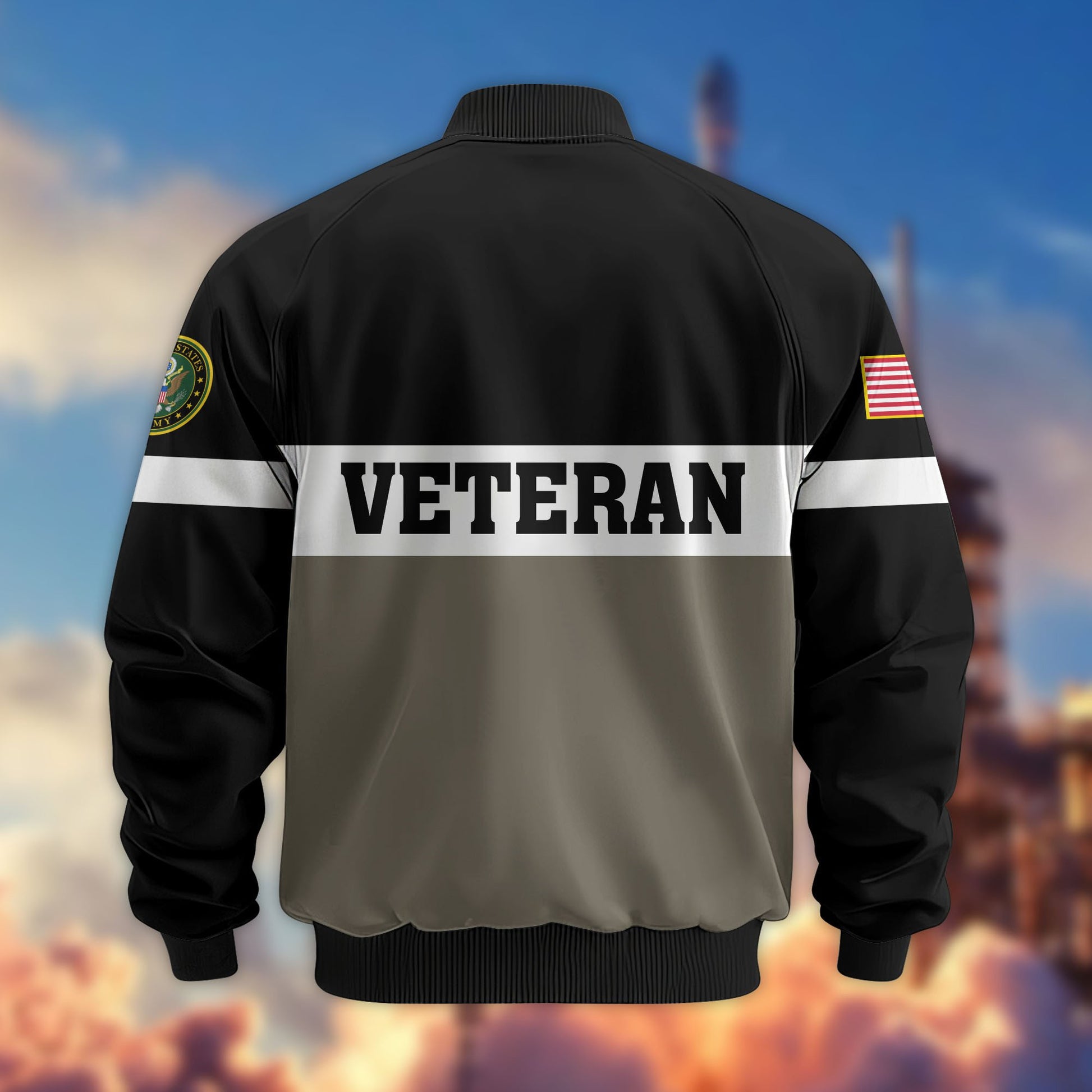 Premium US Veterans Bomber Jacket CPVC180901, Gifts For US Veterans, Gifts On Father's Day, Veterans Day.