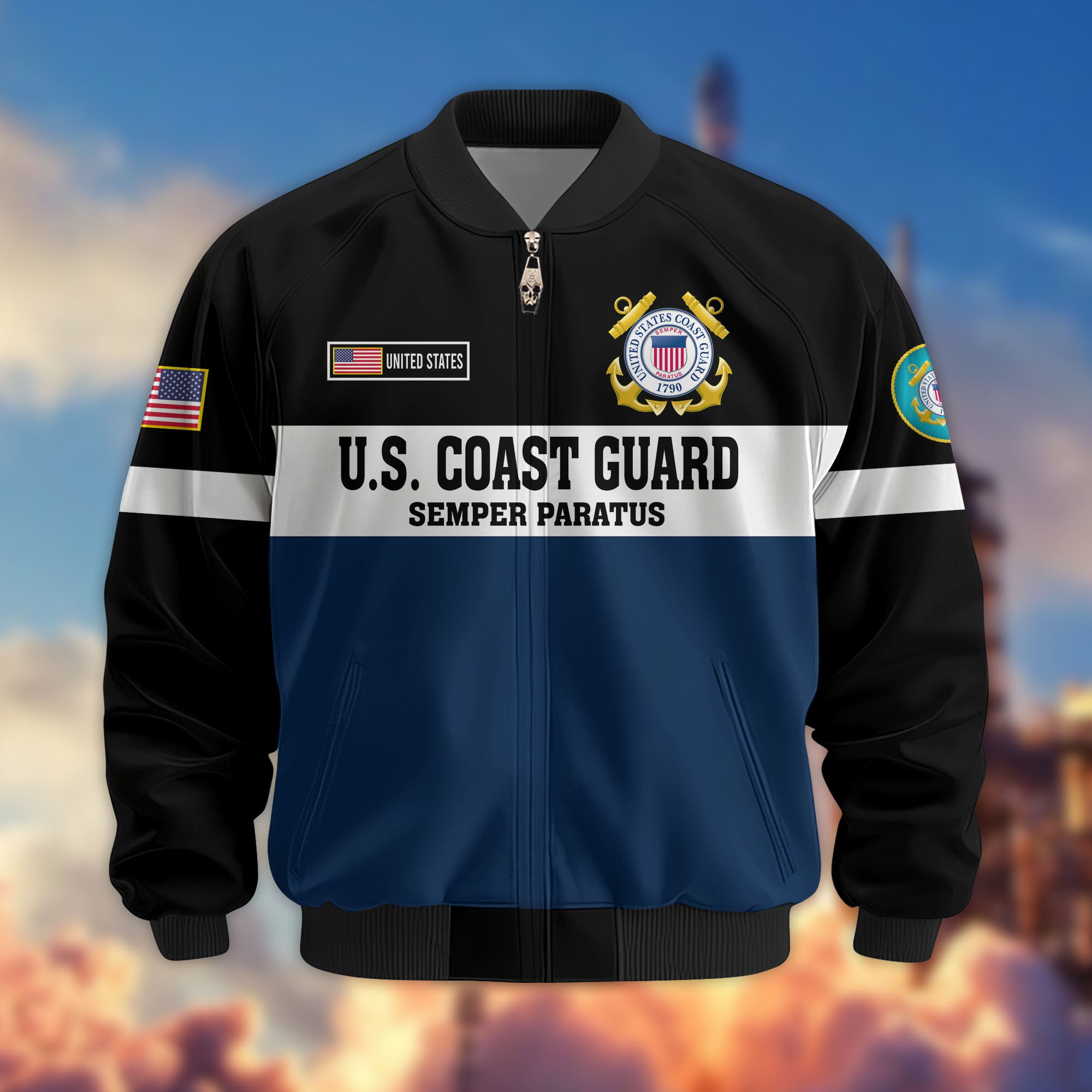 Premium US Veterans Bomber Jacket CPVC180901, Gifts For US Veterans, Gifts On Father's Day, Veterans Day.
