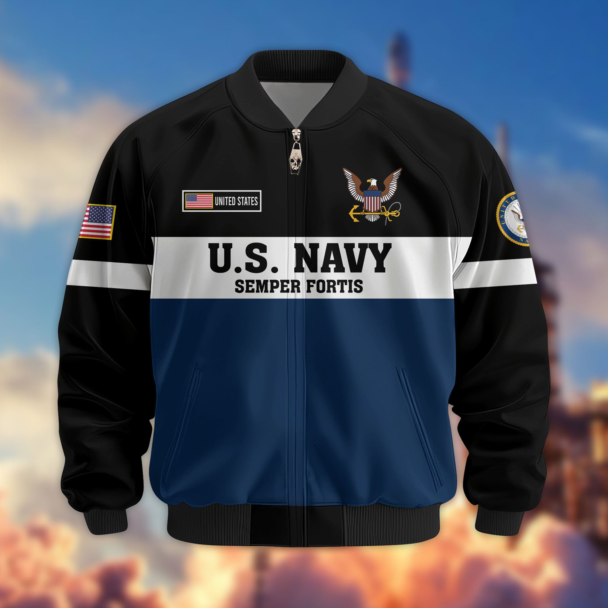 Premium US Veterans Bomber Jacket CPVC180901, Gifts For US Veterans, Gifts On Father's Day, Veterans Day.