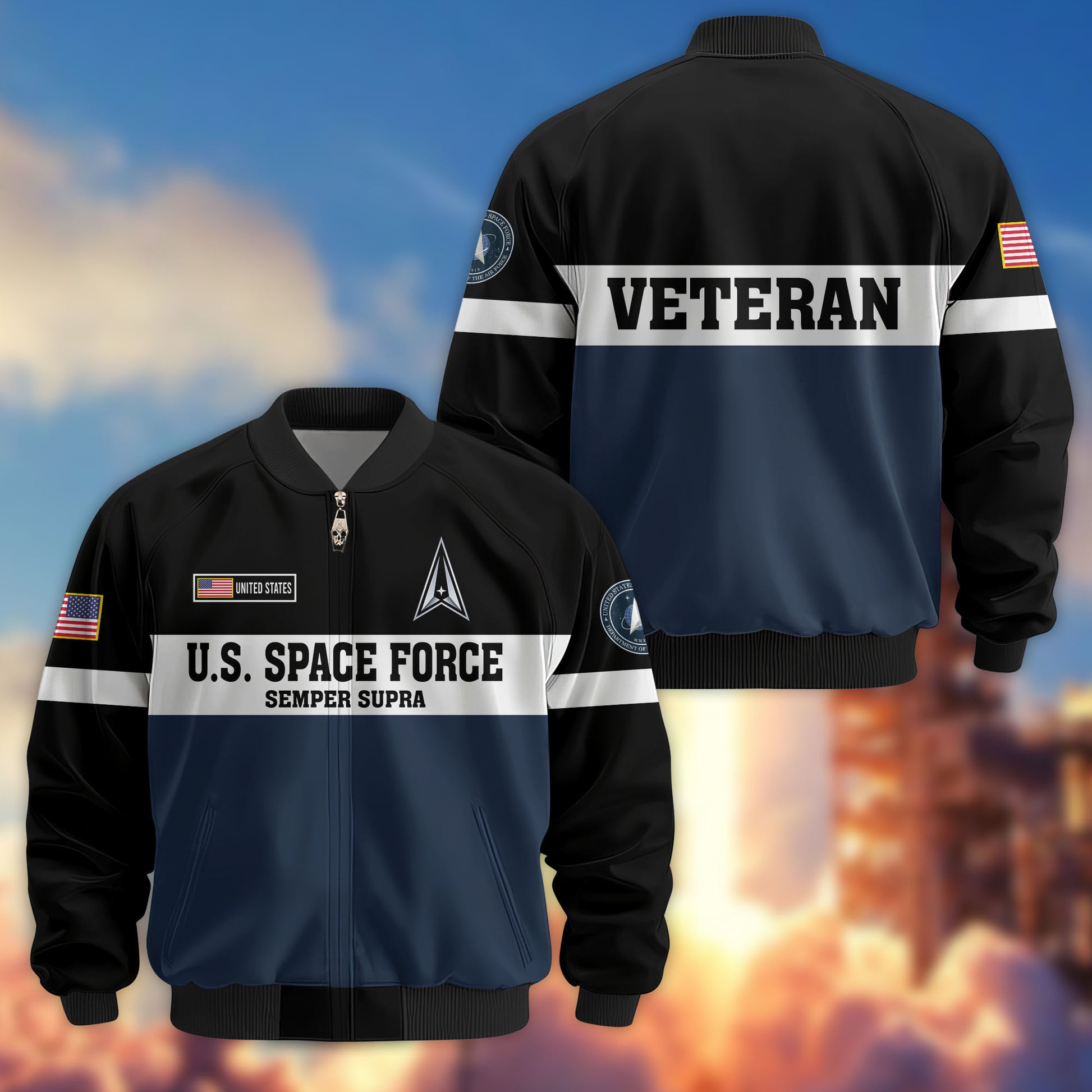 Premium US Veterans Bomber Jacket CPVC180901, Gifts For US Veterans, Gifts On Father's Day, Veterans Day.