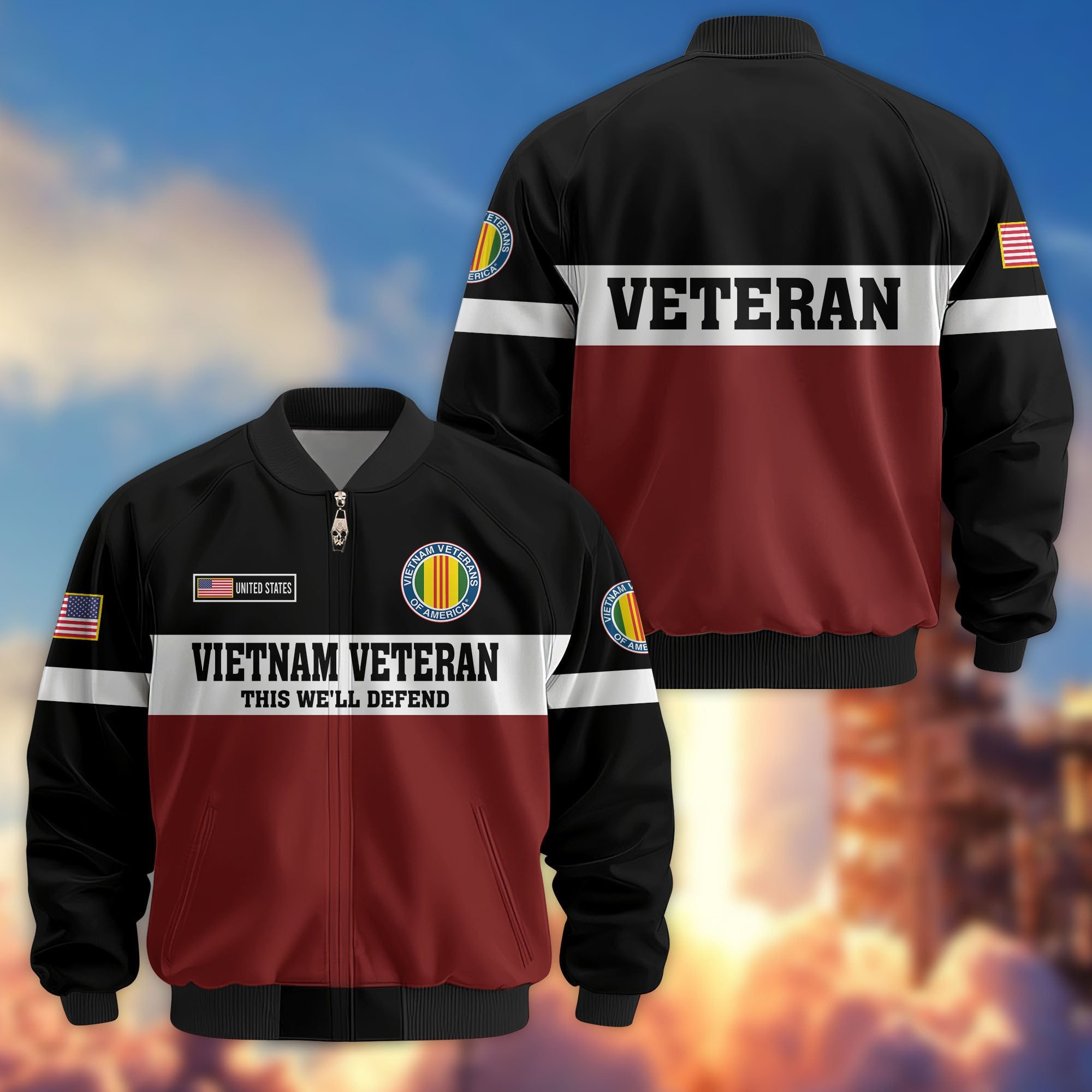 Premium US Veterans Bomber Jacket CPVC180901, Gifts For US Veterans, Gifts On Father's Day, Veterans Day.