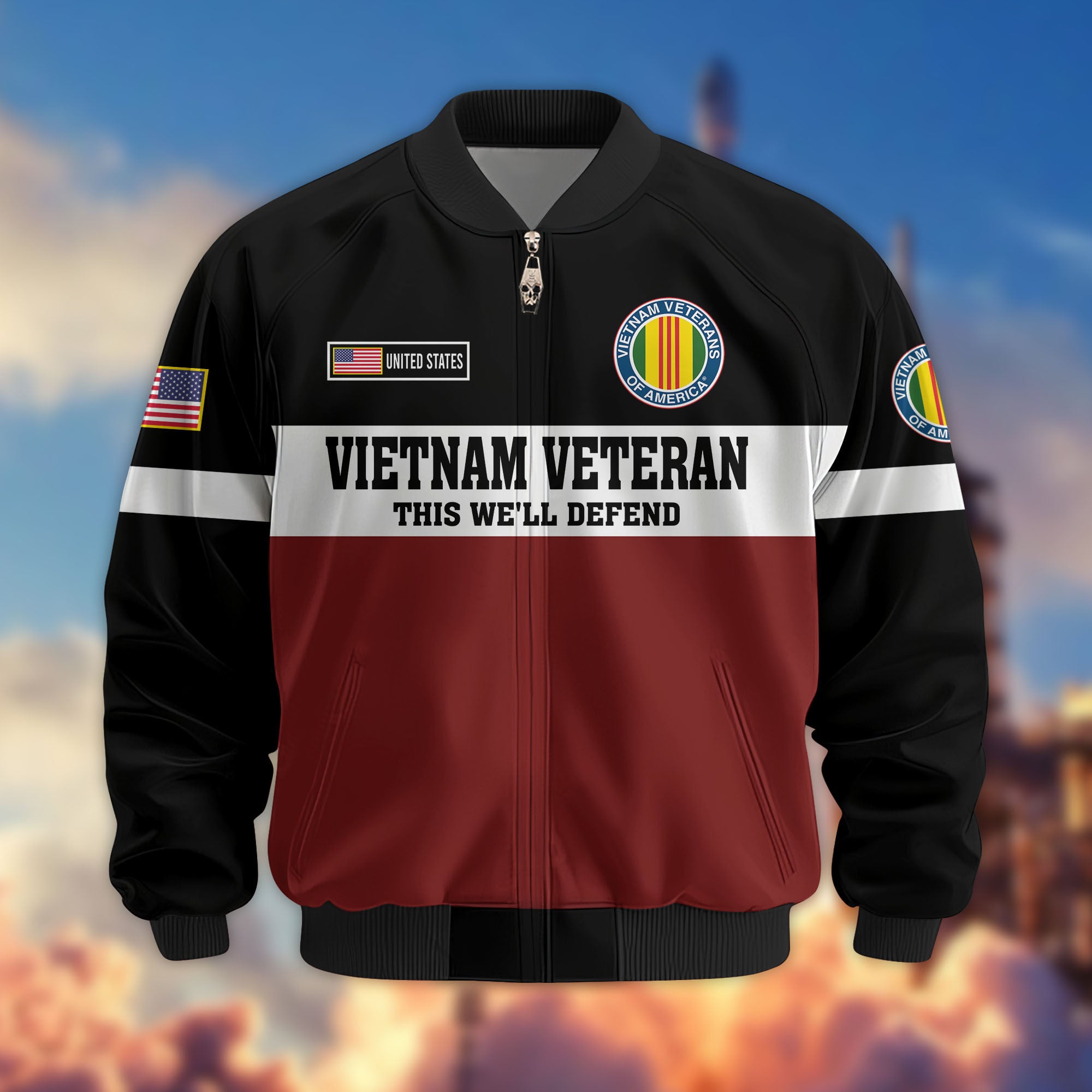 Premium US Veterans Bomber Jacket CPVC180901, Gifts For US Veterans, Gifts On Father's Day, Veterans Day.