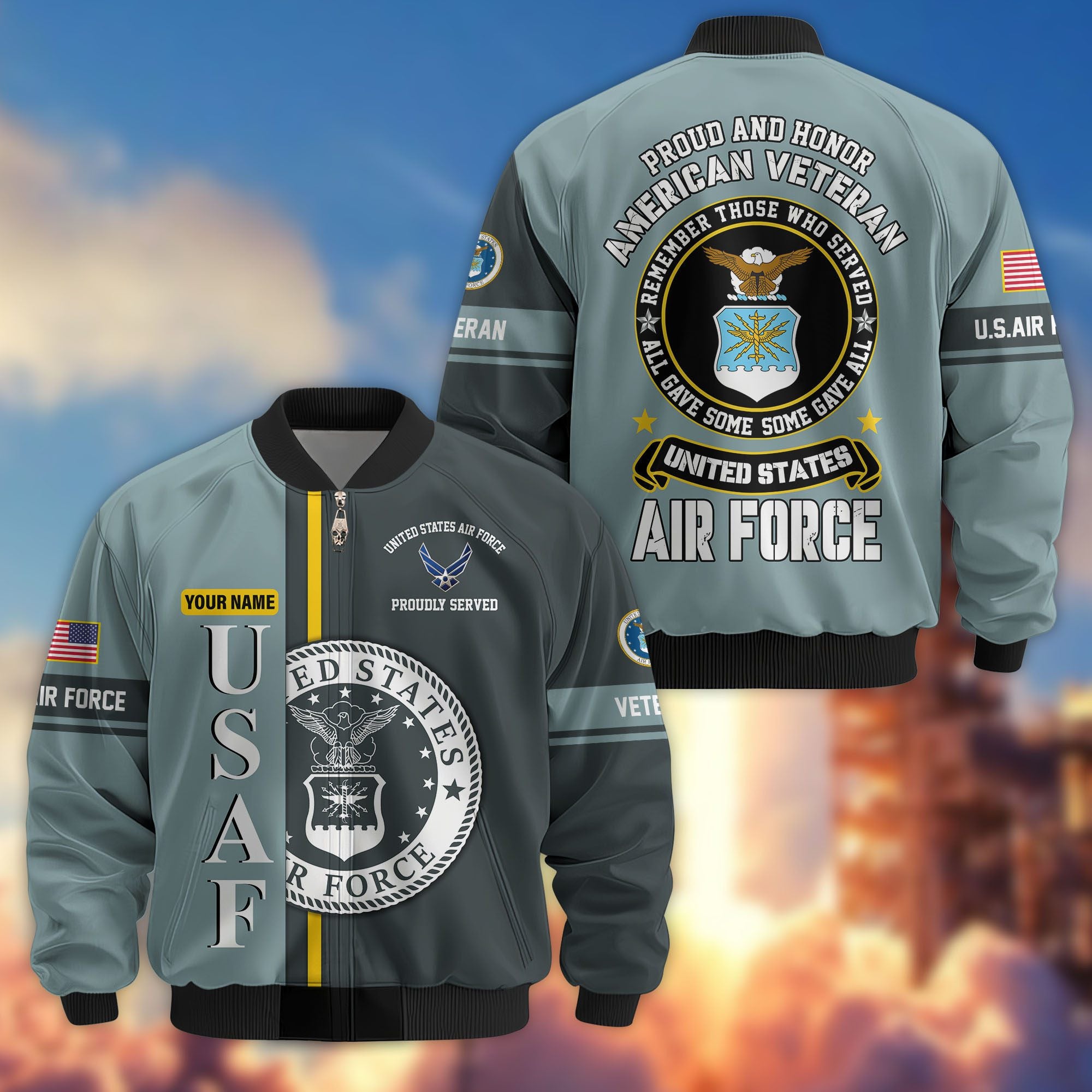 Premium Personalized US Veterans Bomber Jacket BPHN020911, Gifts For US Veterans, Gifts On Father's Day, Veterans Day.