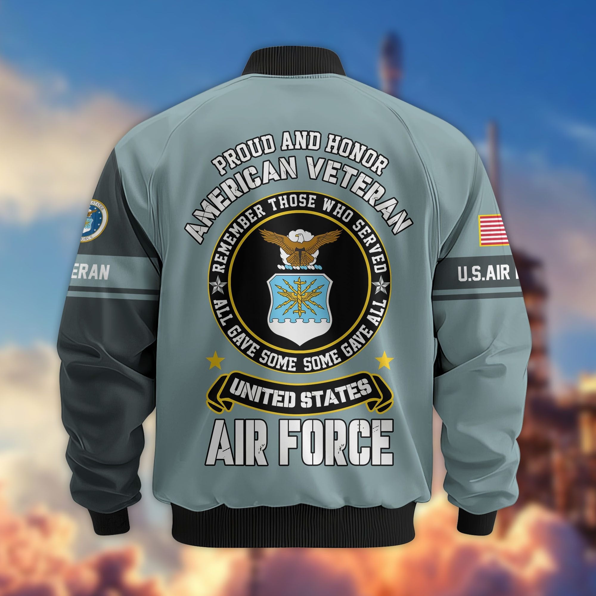 Premium Personalized US Veterans Bomber Jacket BPHN020911, Gifts For US Veterans, Gifts On Father's Day, Veterans Day.