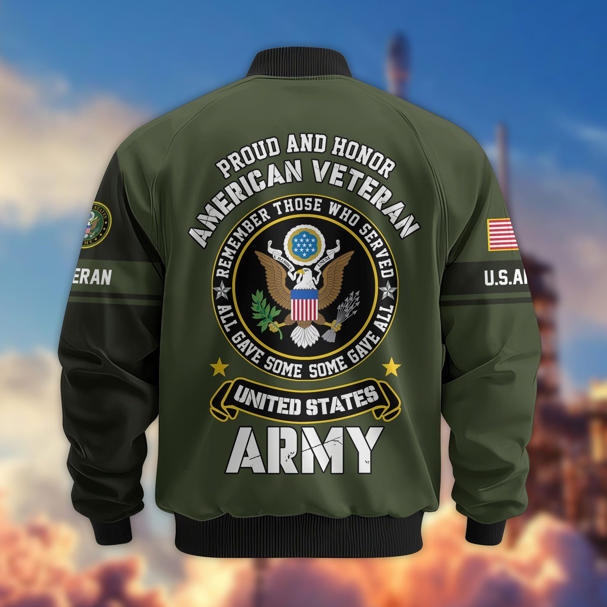 Premium Personalized US Veterans Bomber Jacket BPHN020911, Gifts For US Veterans, Gifts On Father's Day, Veterans Day.