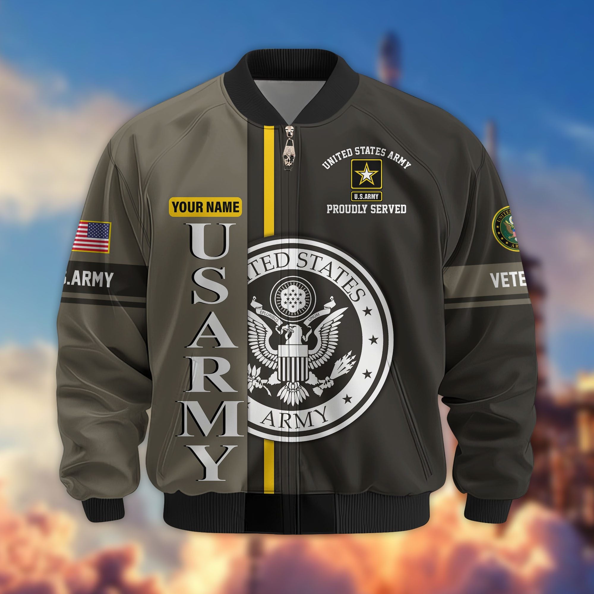 Premium Personalized US Veterans Bomber Jacket BPHN020911, Gifts For US Veterans, Gifts On Father's Day, Veterans Day.