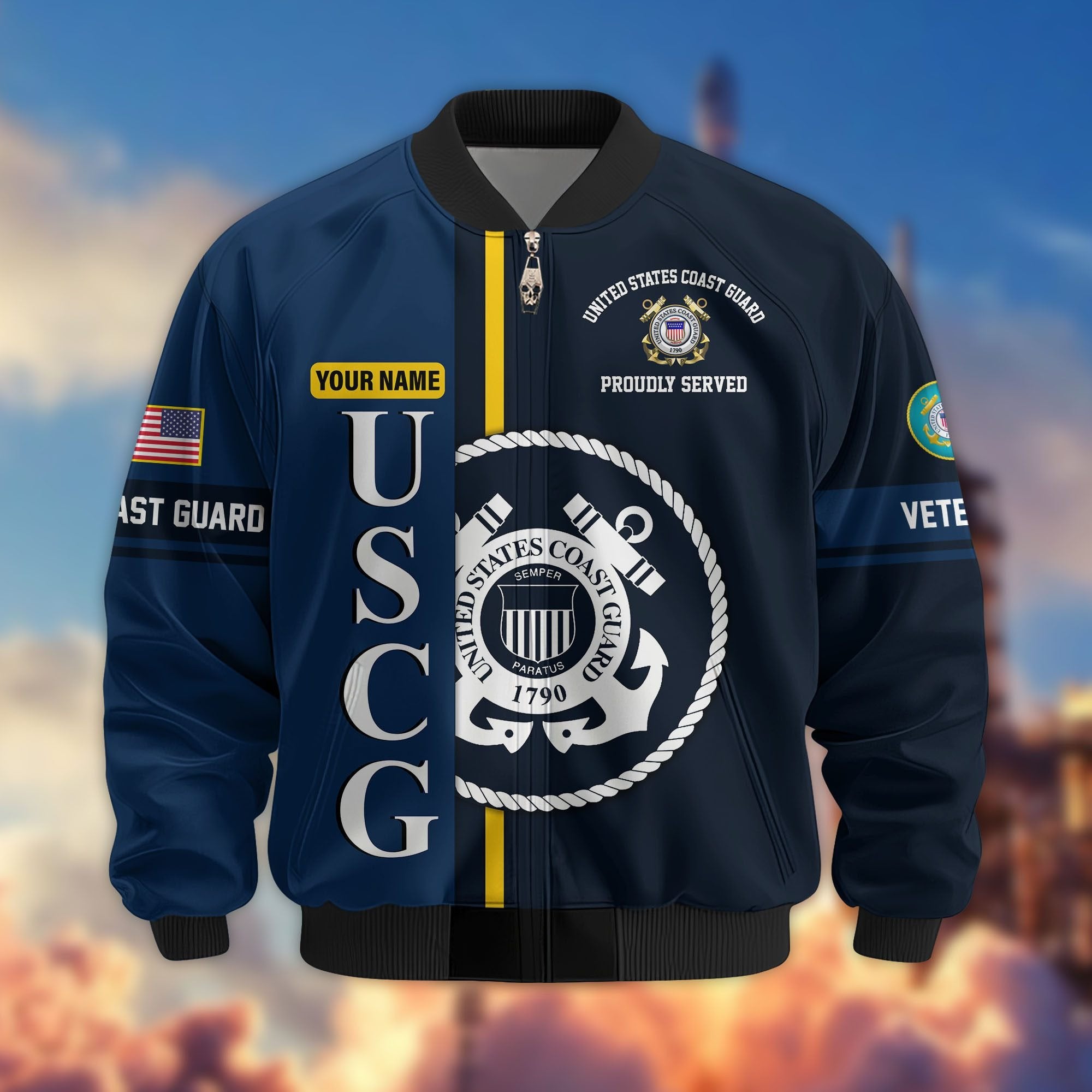 Premium Personalized US Veterans Bomber Jacket BPHN020911, Gifts For US Veterans, Gifts On Father's Day, Veterans Day.