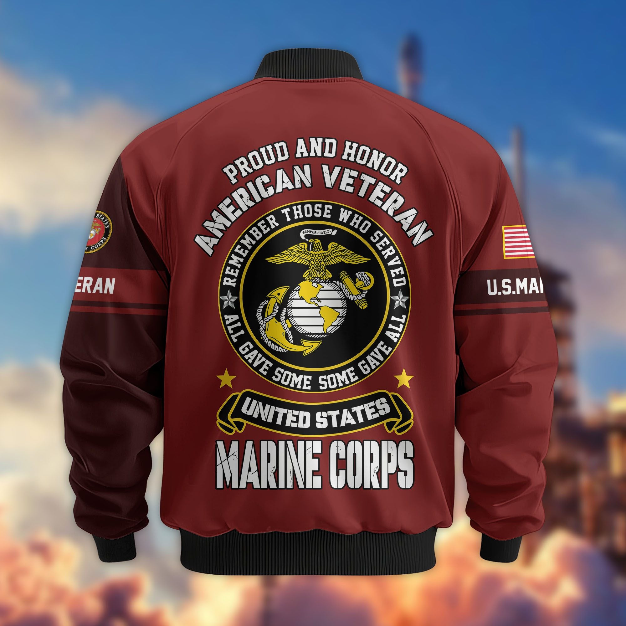 Premium Personalized US Veterans Bomber Jacket BPHN020911, Gifts For US Veterans, Gifts On Father's Day, Veterans Day.