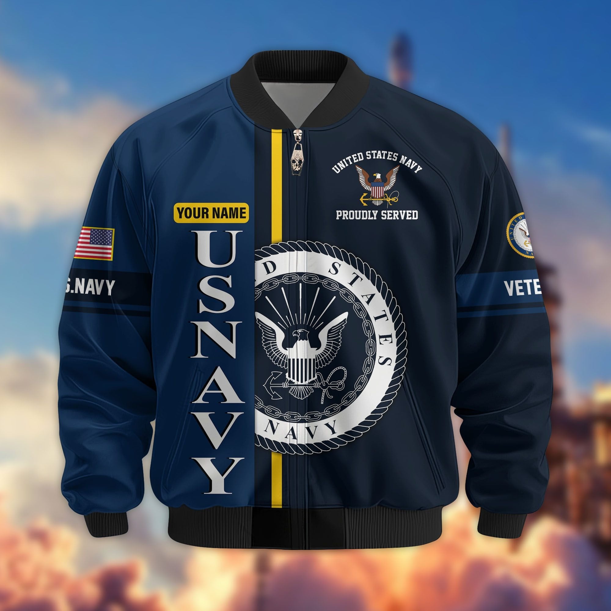 Premium Personalized US Veterans Bomber Jacket BPHN020911, Gifts For US Veterans, Gifts On Father's Day, Veterans Day.