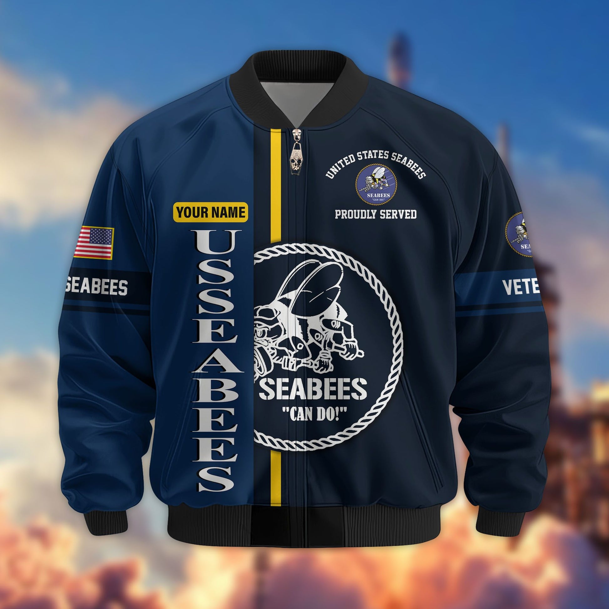 Premium Personalized US Veterans Bomber Jacket BPHN020911, Gifts For US Veterans, Gifts On Father's Day, Veterans Day.