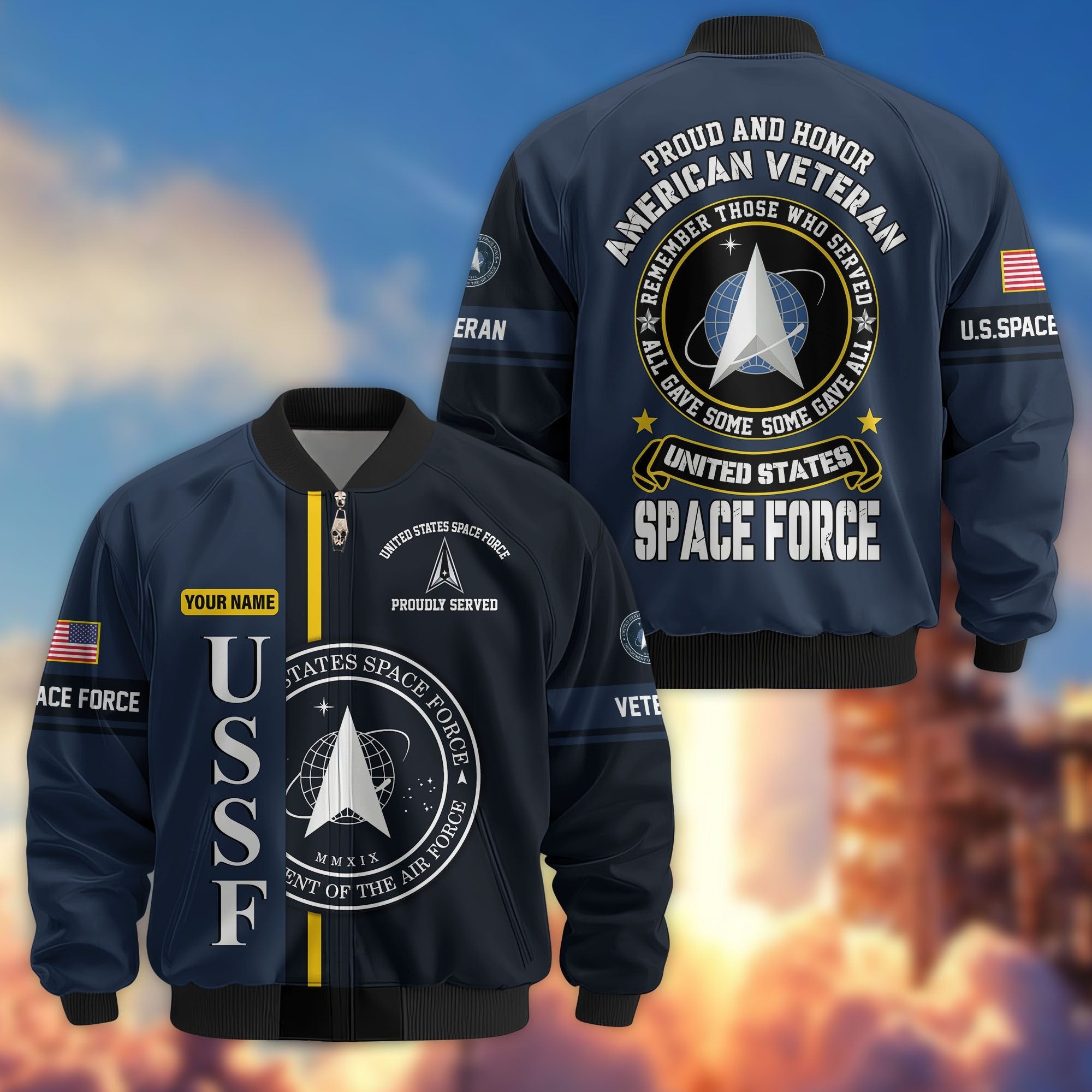 Premium Personalized US Veterans Bomber Jacket BPHN020911, Gifts For US Veterans, Gifts On Father's Day, Veterans Day.