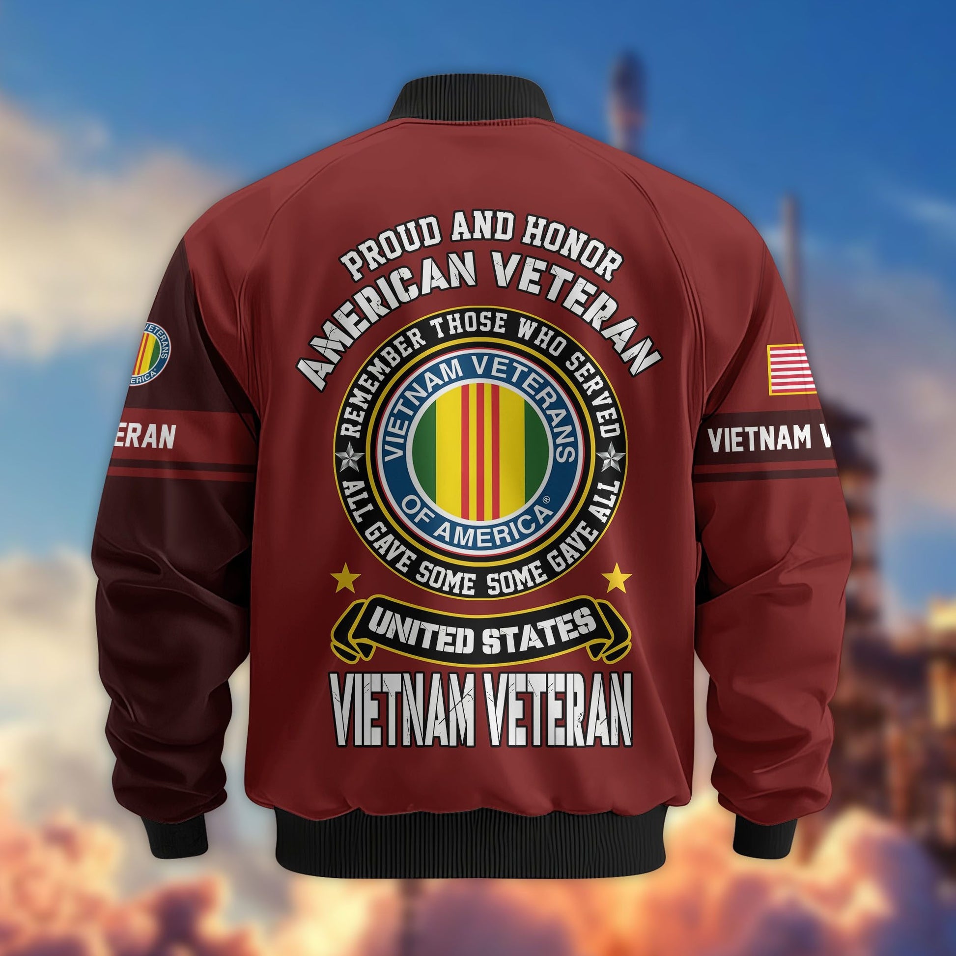 Premium Personalized US Veterans Bomber Jacket BPHN020911, Gifts For US Veterans, Gifts On Father's Day, Veterans Day.