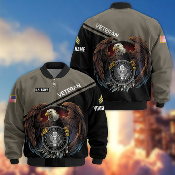 Premium Custom US Army Veteran Bomber Jacket VPVC804910, Gifts For US Army Veteran, Gifts On Father's Day, Veterans Day.