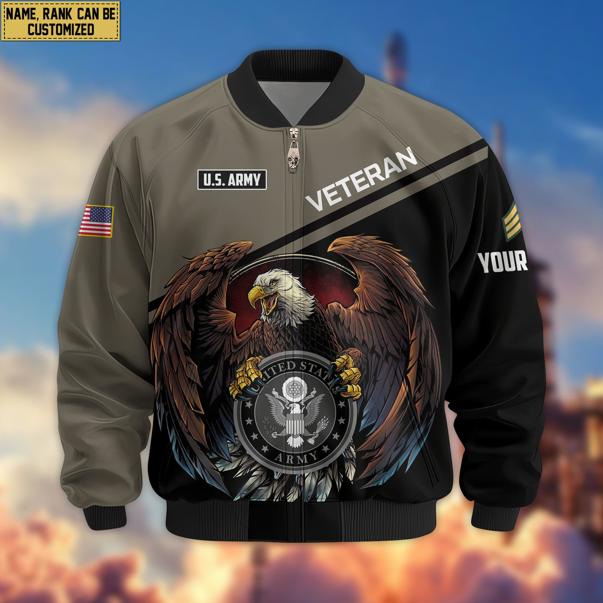 Premium Custom US Army Veteran Bomber Jacket VPVC804910, Gifts For US Army Veteran, Gifts On Father's Day, Veterans Day.