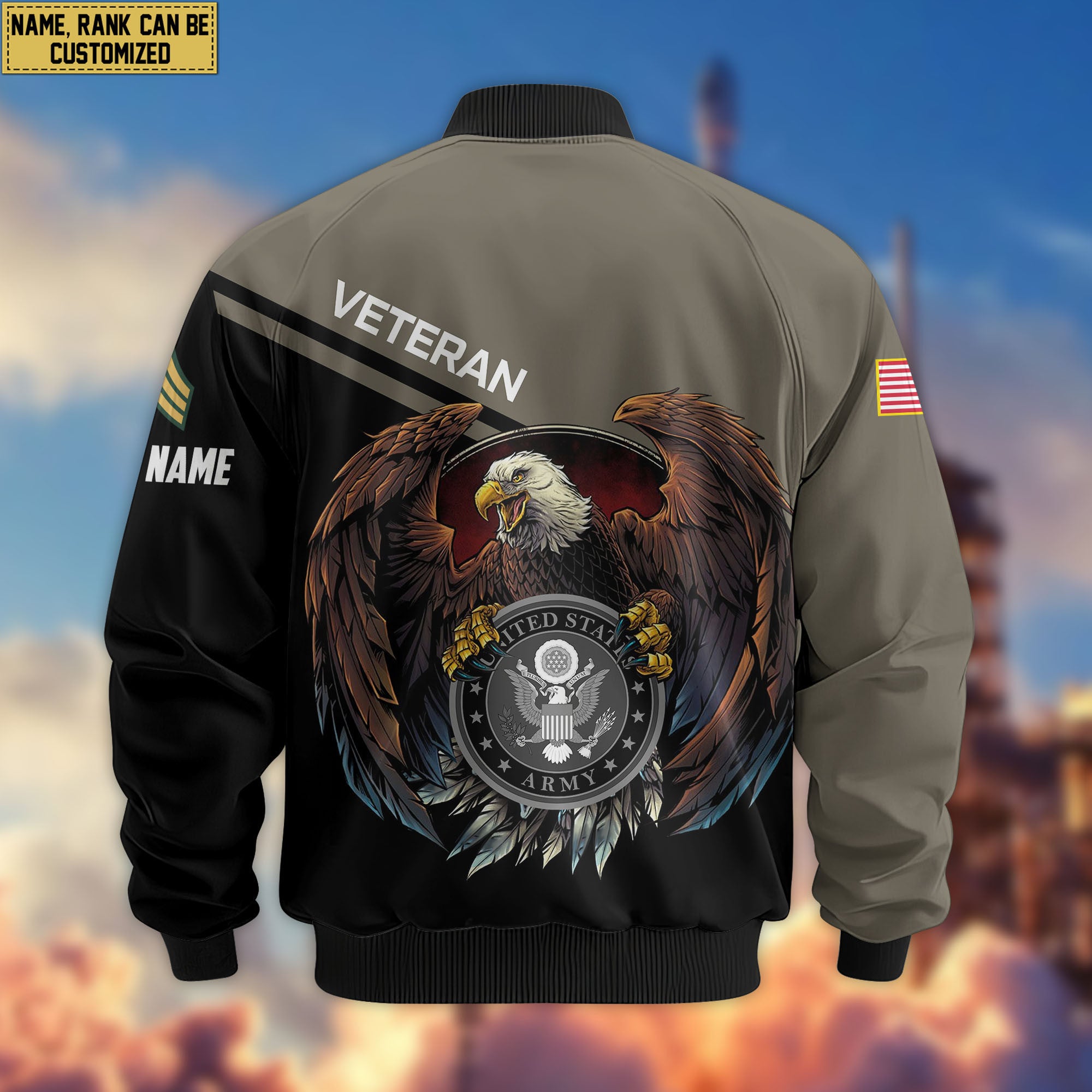 Premium Custom US Army Veteran Bomber Jacket VPVC804910, Gifts For US Army Veteran, Gifts On Father's Day, Veterans Day.