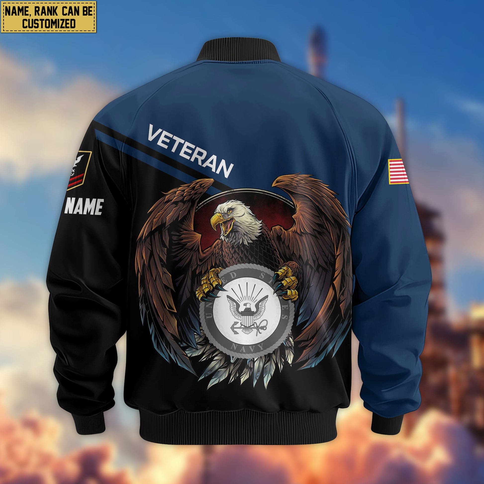 Premium Custom US Navy Veteran Bomber Jacket VPVC804902, Gifts For US Navy Veteran, Gifts On Father's Day, Veterans Day.