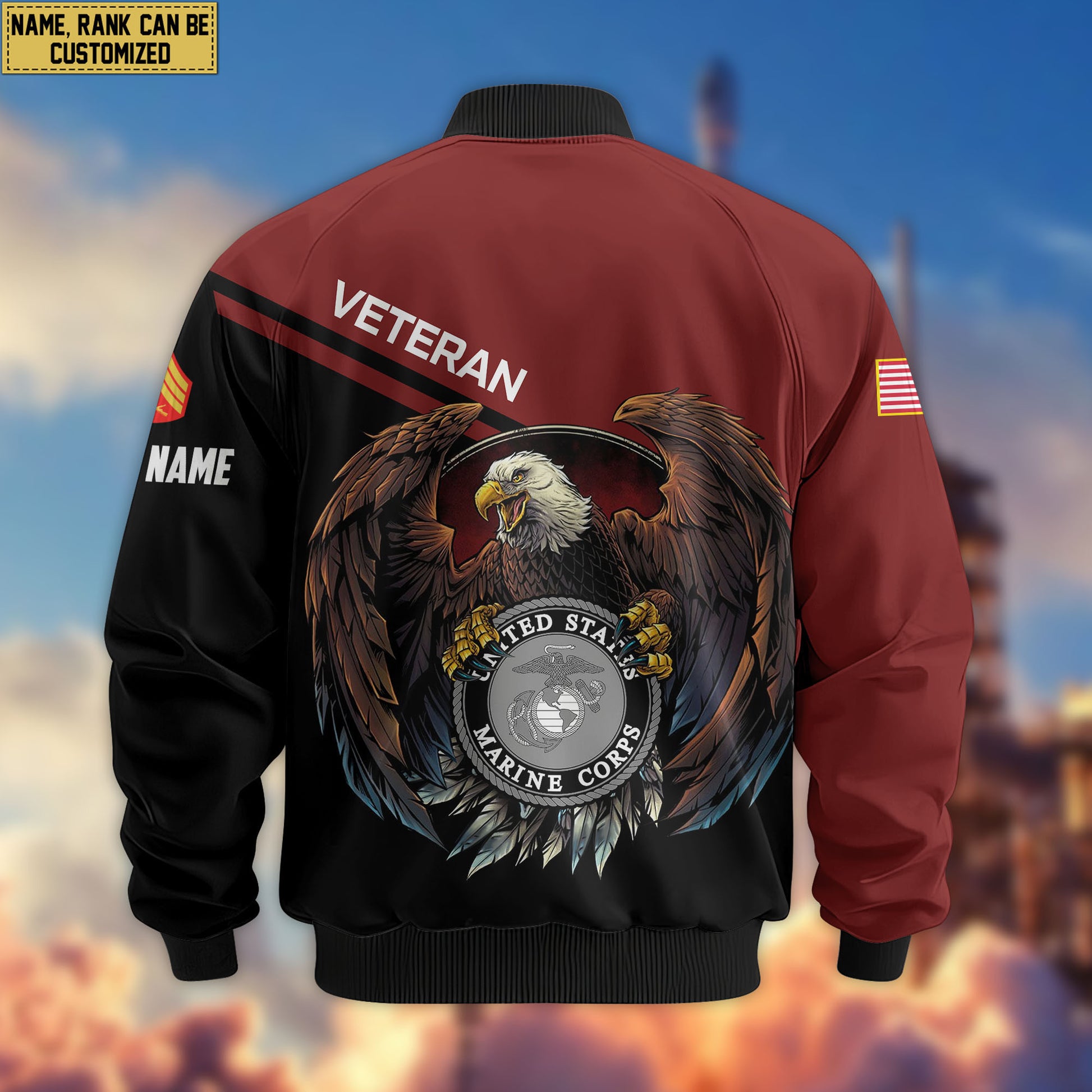 Premium Custom USMC Veteran Bomber Jacket VPVC804903, Gifts For US Marine Veteran, Gifts On Father's Day, Veterans Day.