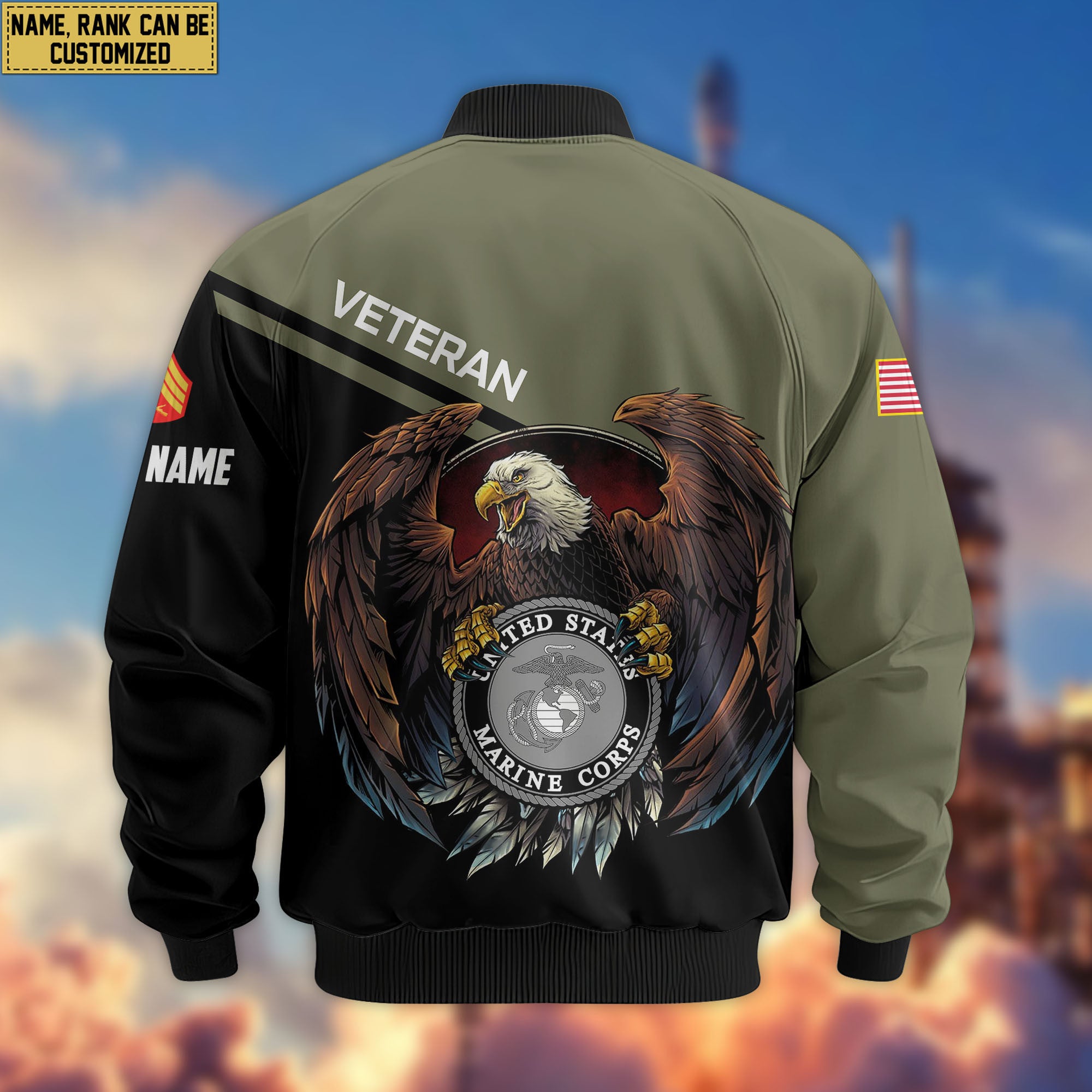 Premium Custom USMC Veteran Bomber Jacket VPVC804911, Gifts For US Marine Veteran, Gifts On Father's Day, Veterans Day.