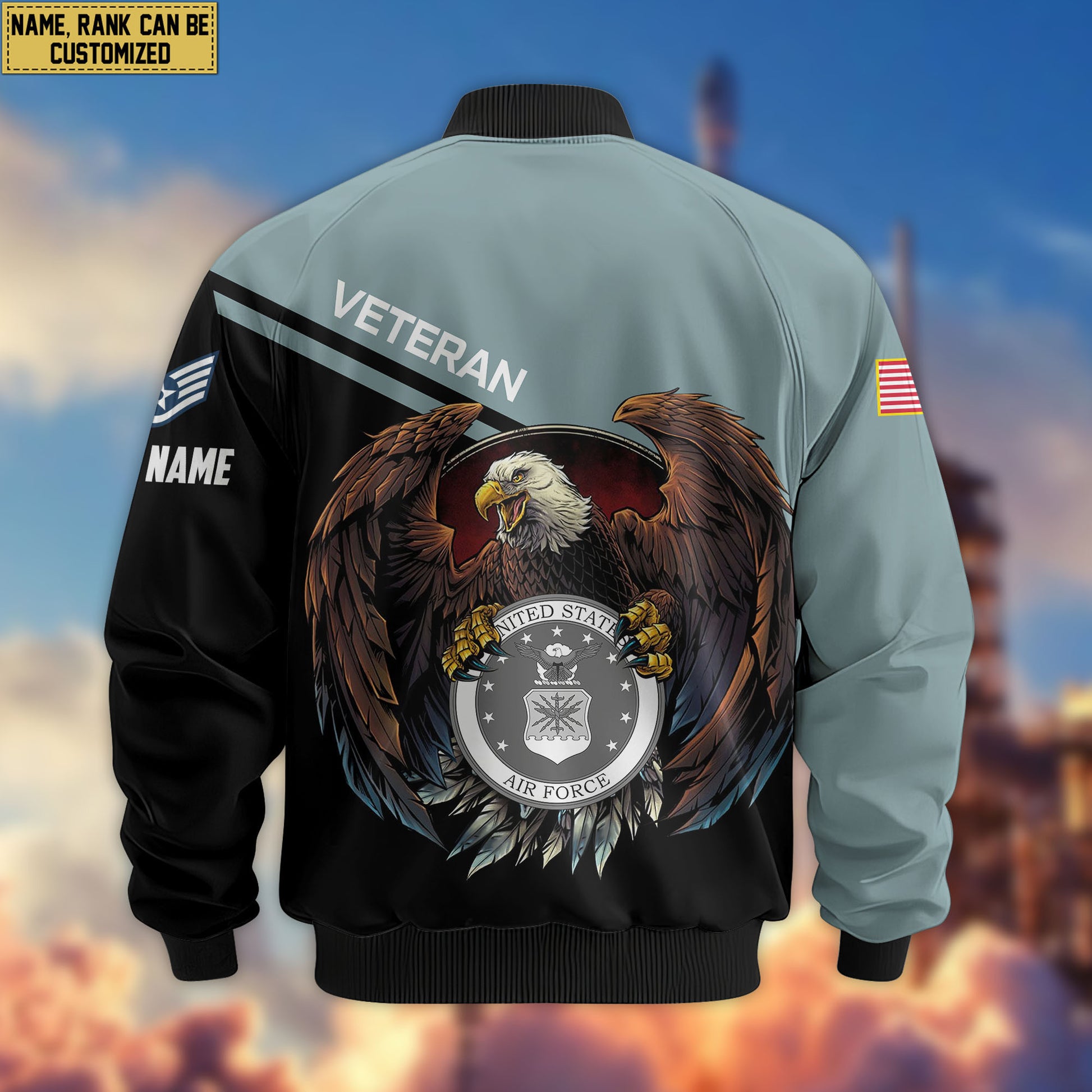 Premium Custom USAF Veteran Bomber Jacket VPVC804904, Gifts For US Air Force Veteran, Gifts On Father's Day, Veterans Day.