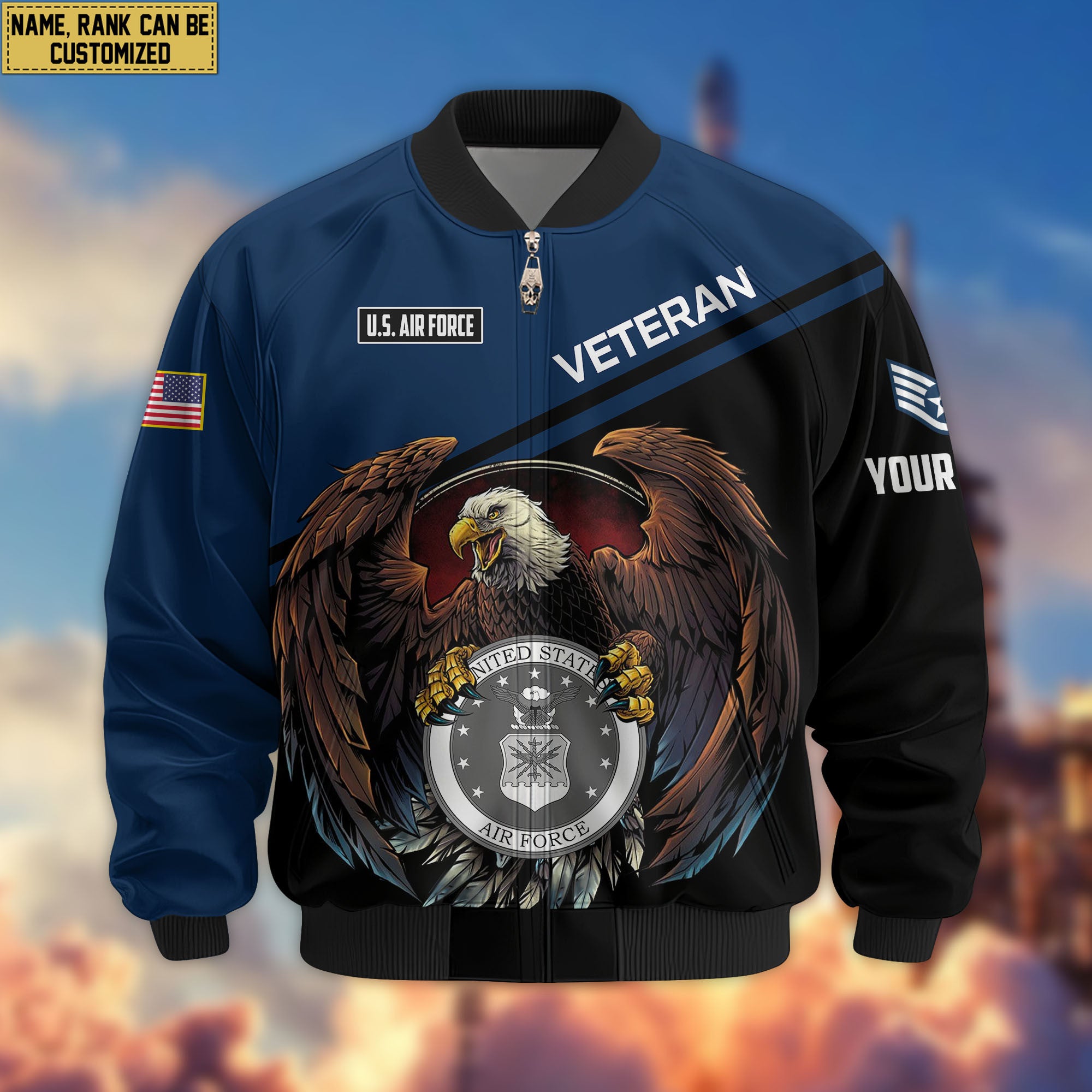 Premium Custom USAF Veteran Bomber Jacket VPVC804912, Gifts For US Air Force Veteran, Gifts On Father's Day, Veterans Day.