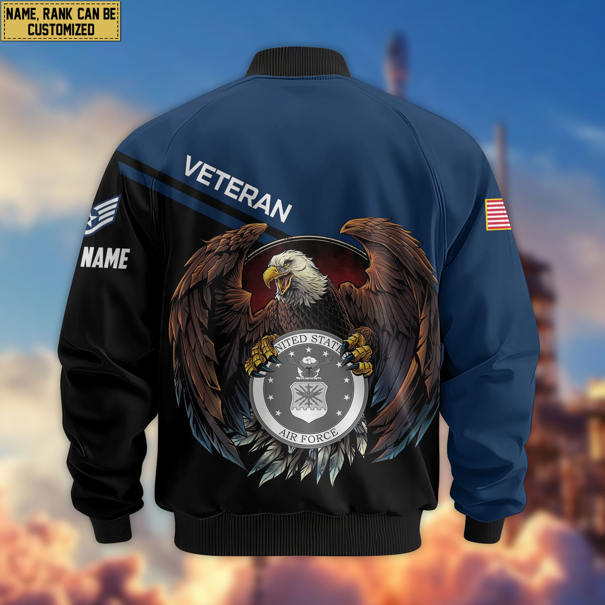 Premium Custom USAF Veteran Bomber Jacket VPVC804912, Gifts For US Air Force Veteran, Gifts On Father's Day, Veterans Day.